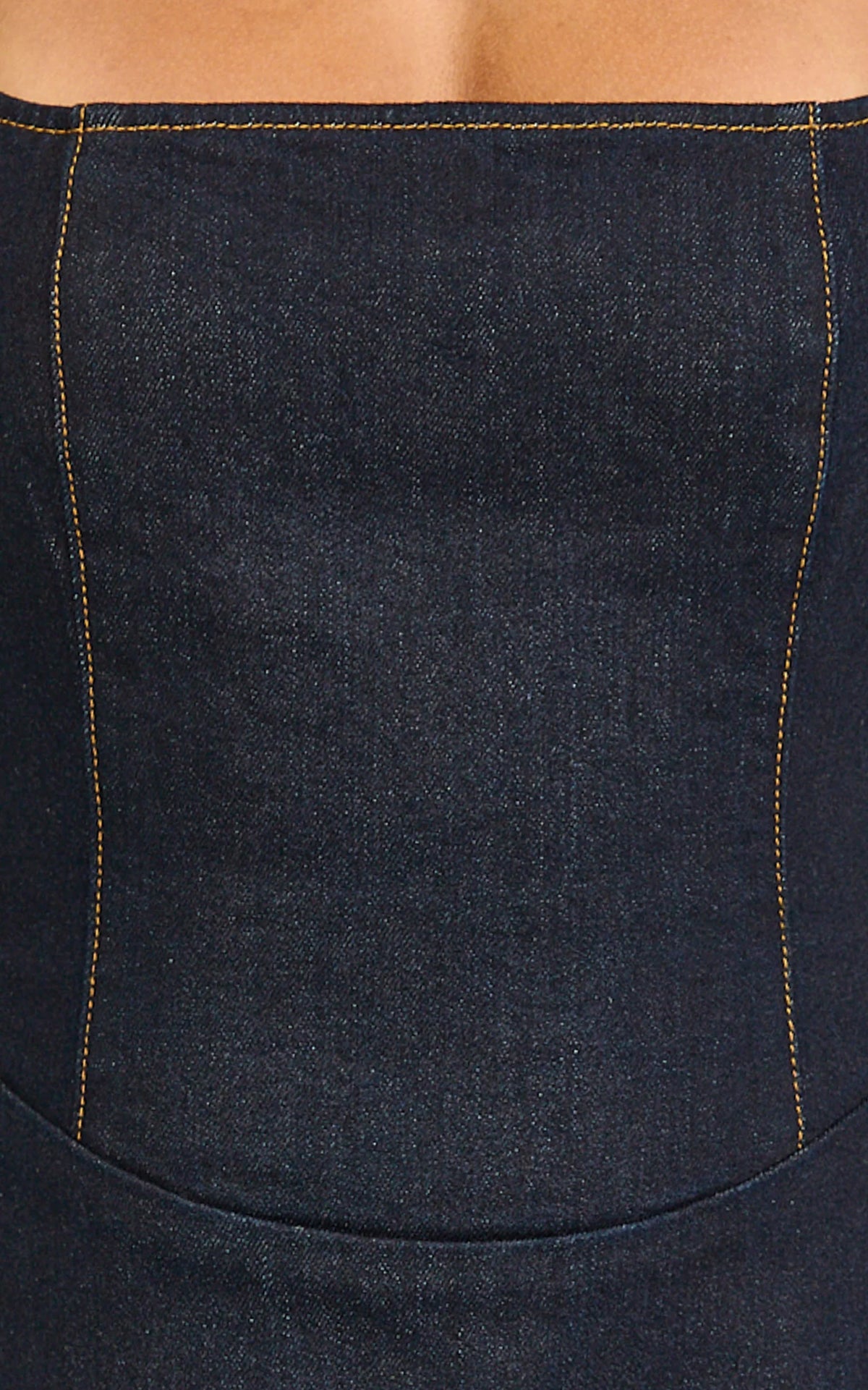 Heather Mini Dress - Square Neck A Line Denim Mini Dress in Mid Blue Wash