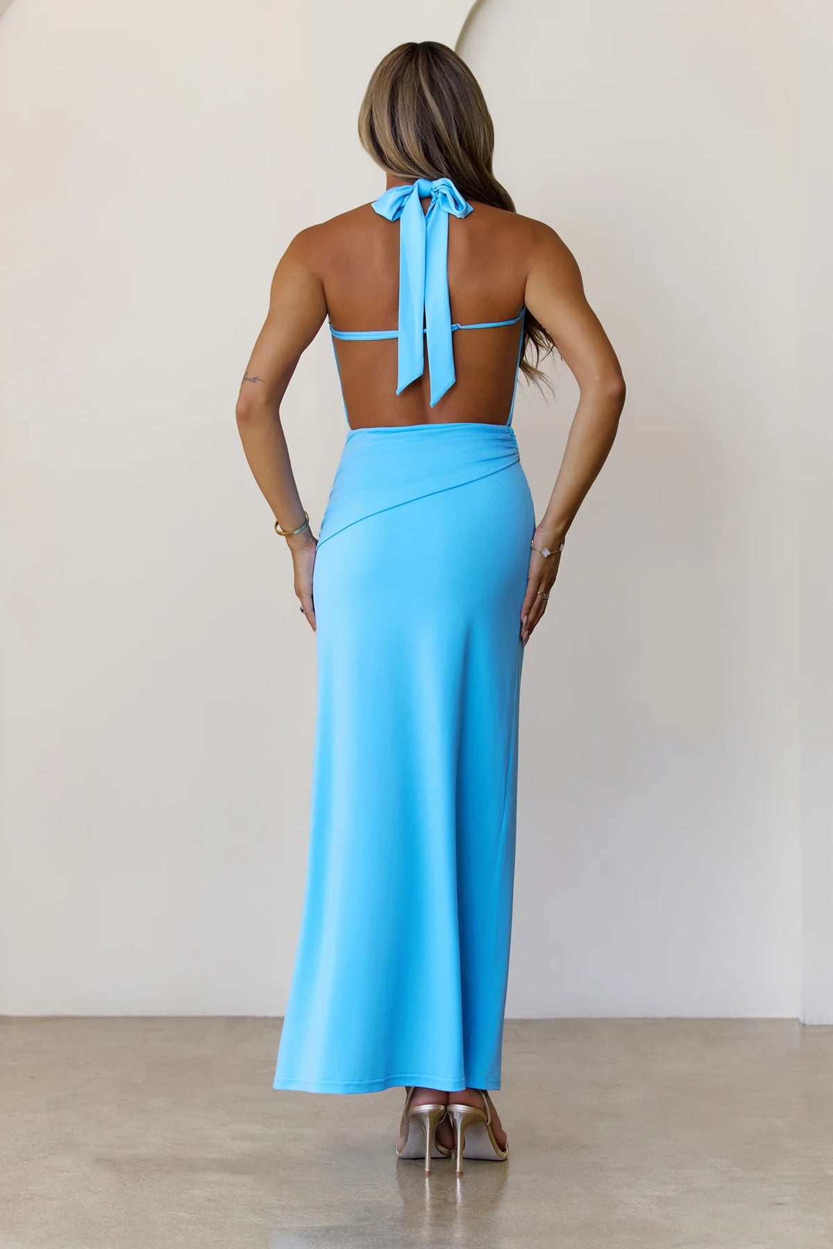 Silk Essence Halter Maxi Dress Black