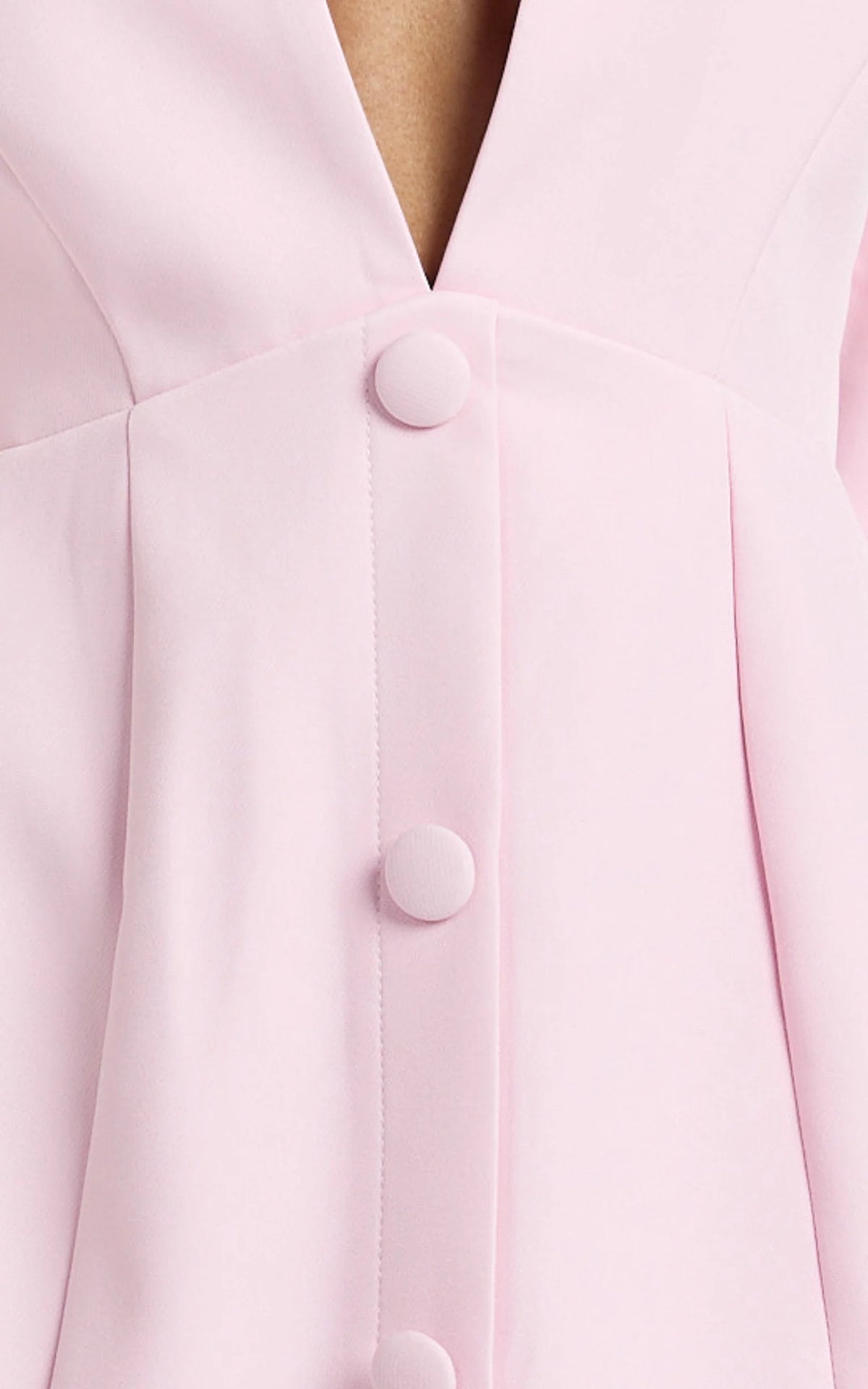 Ninette Mini Dress - V Neck Tulip Hem Blazer Dress in Pink