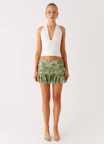 Elspeth Frill Mini Skirt - Jade Fern