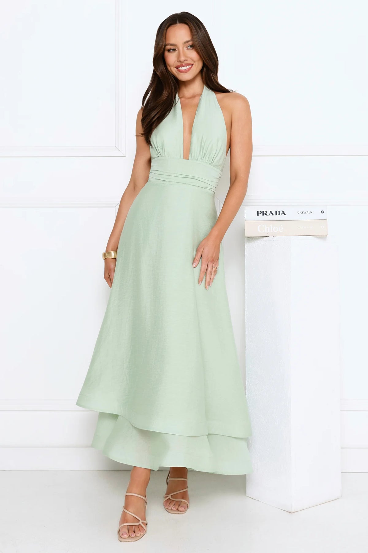 Opal Glow Halter Maxi Dress Blue