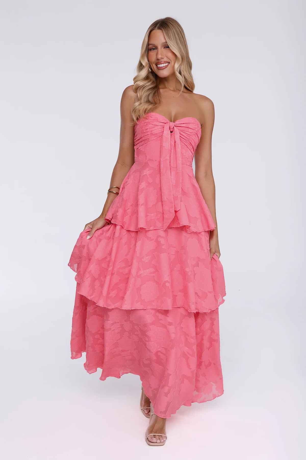 Frost Flare Strapless Maxi Dress Blue