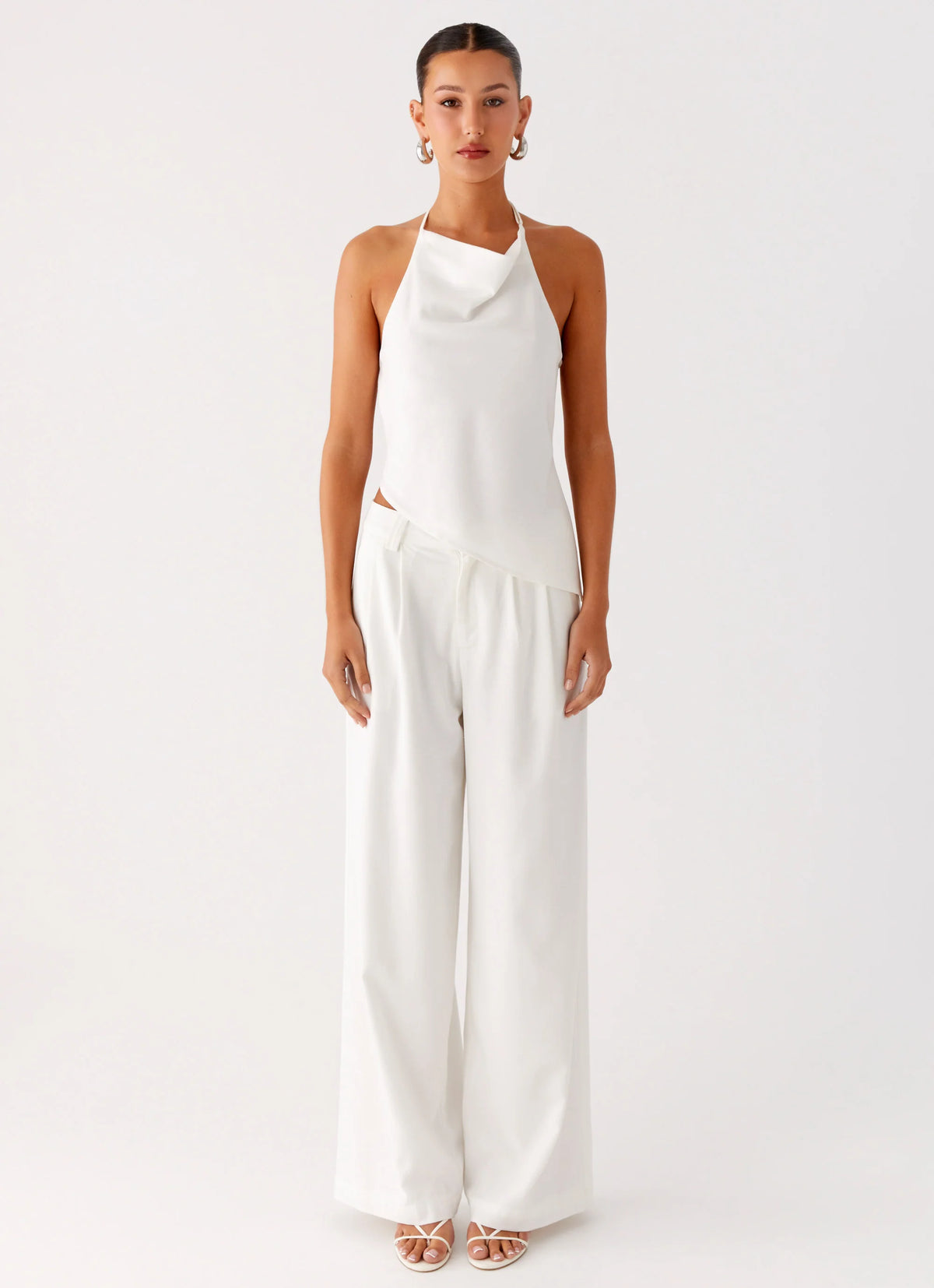 Delong Low Rise Linen Pants - White