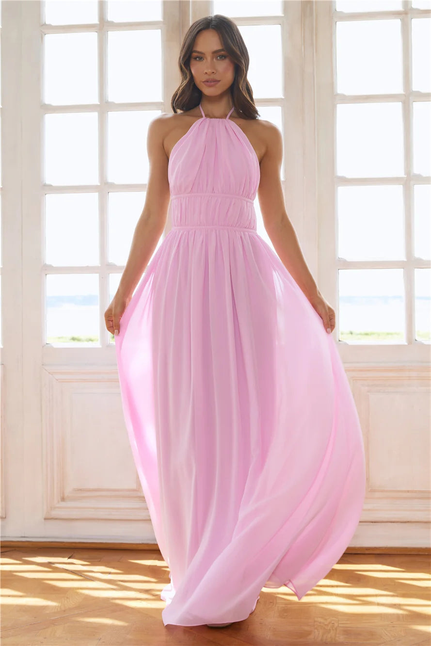 Luxuriously Stylish Halter Maxi Dress Black