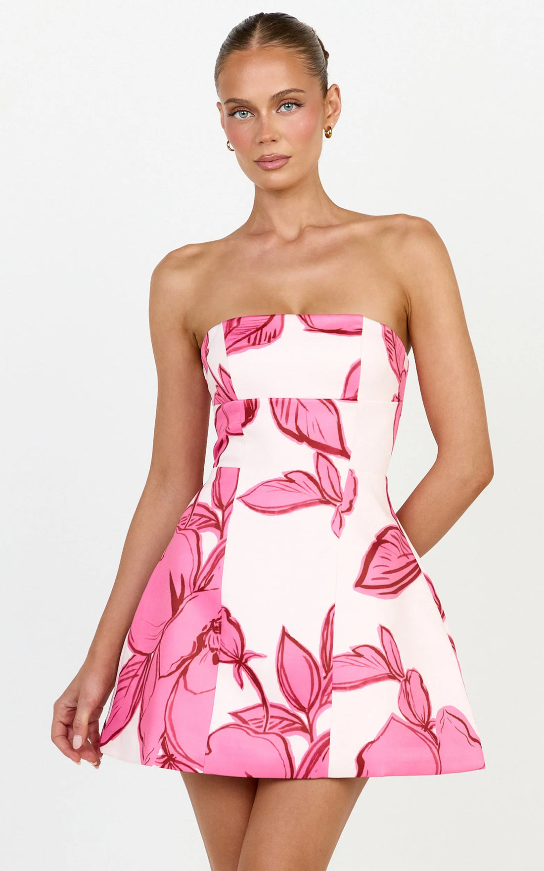 Catharine Mini Dress - Strapless A Line Dress in Blue