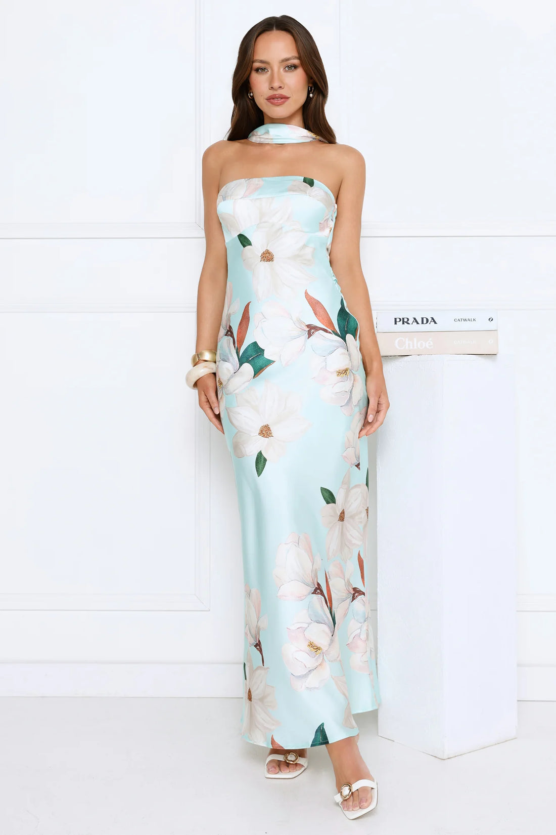 Softly Radiant Satin Maxi Dress Green
