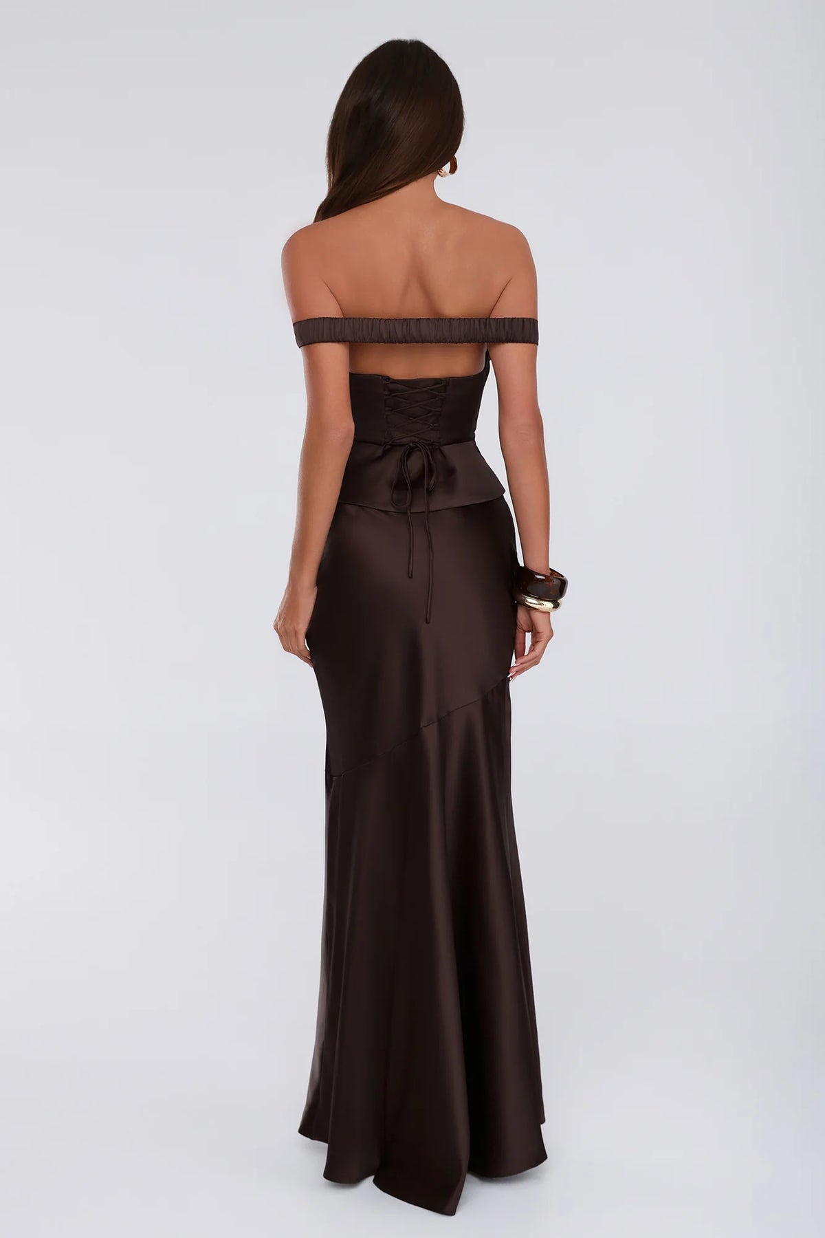 Final Fitting Satin Maxi Skirt Chocolate