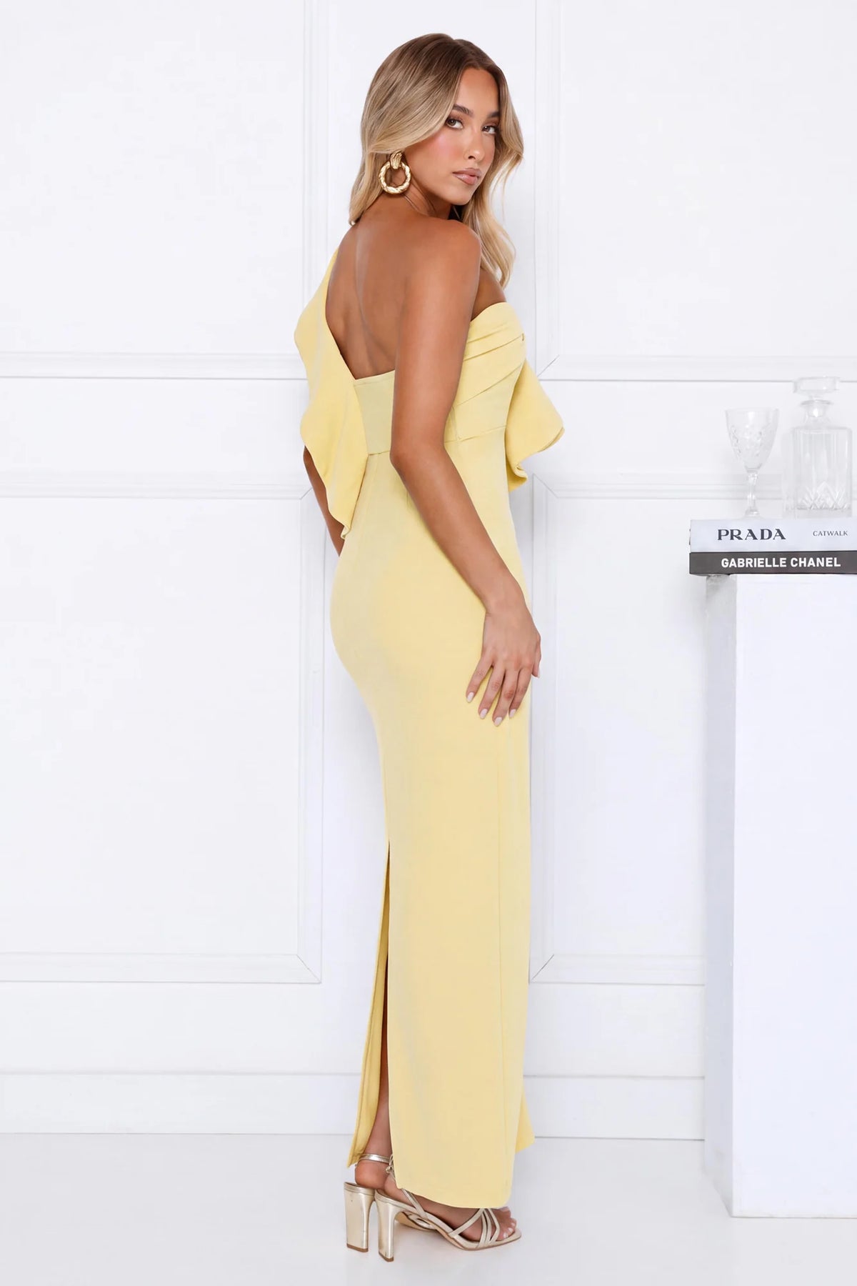 City Girl Energy One Shoulder Maxi Dress Yellow