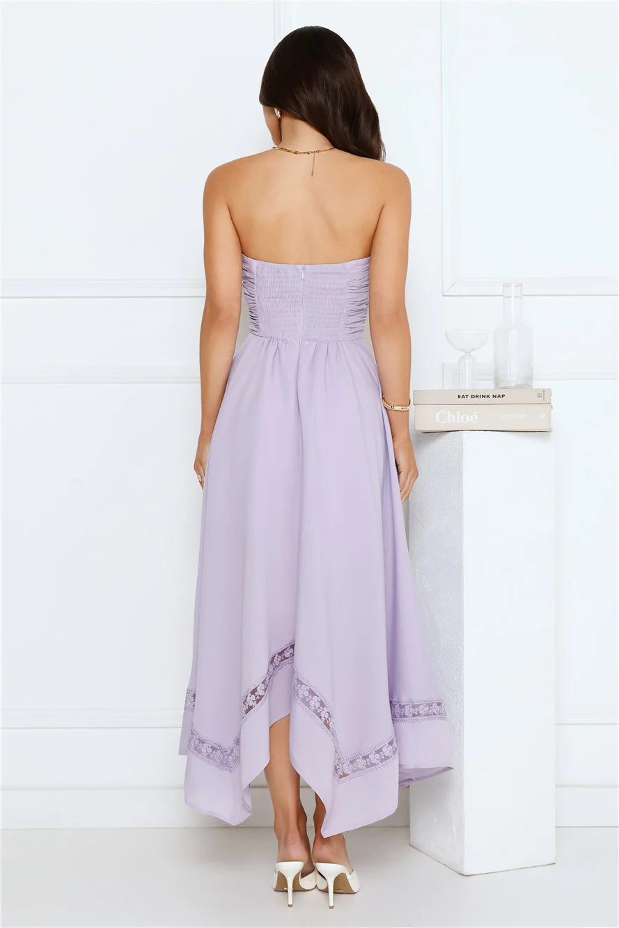 Visit The Moon Strapless Midi Dress Yellow