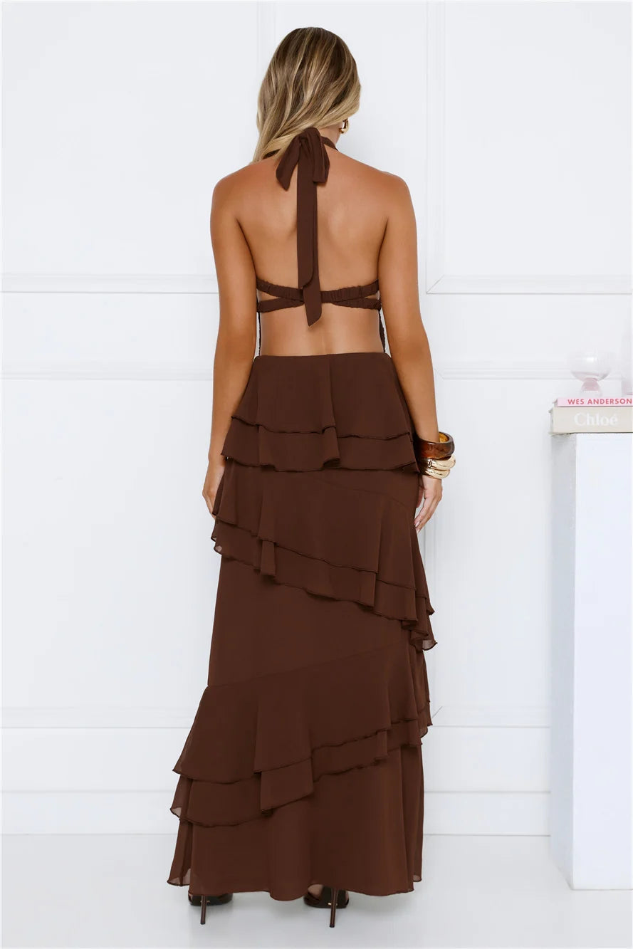 Power Glow Halter Maxi Dress Lilac