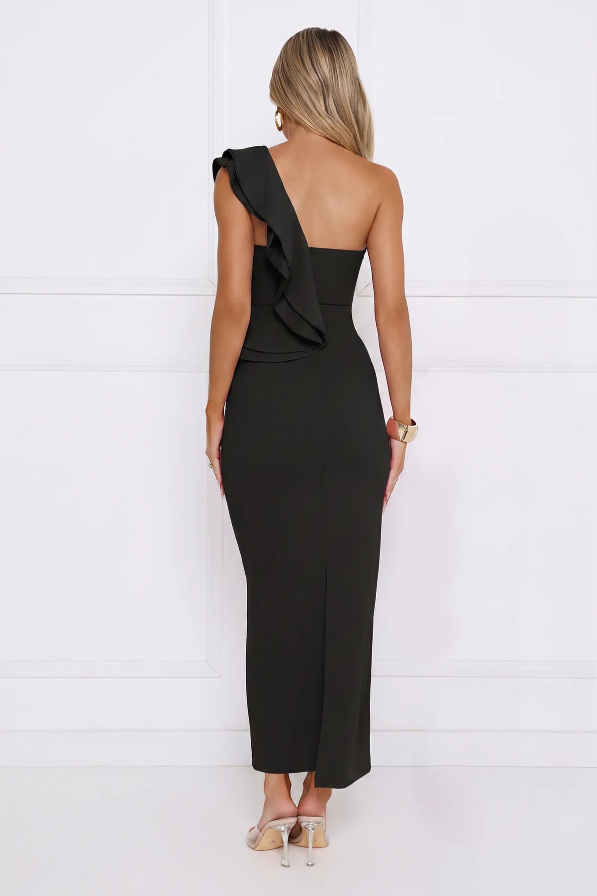 City Girl Energy One Shoulder Maxi Dress Yellow