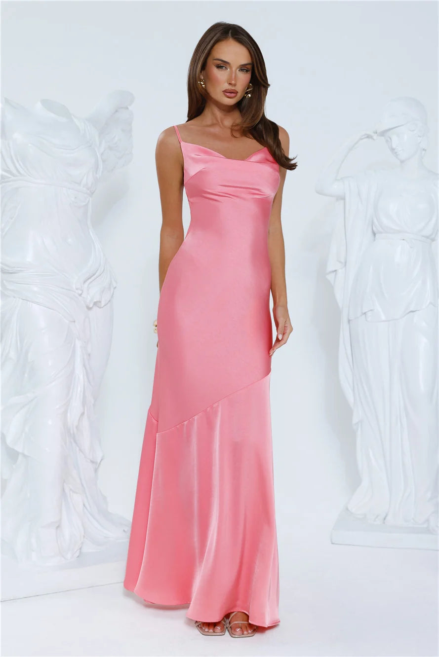 Brilliant Belle Satin Maxi Dress Navy