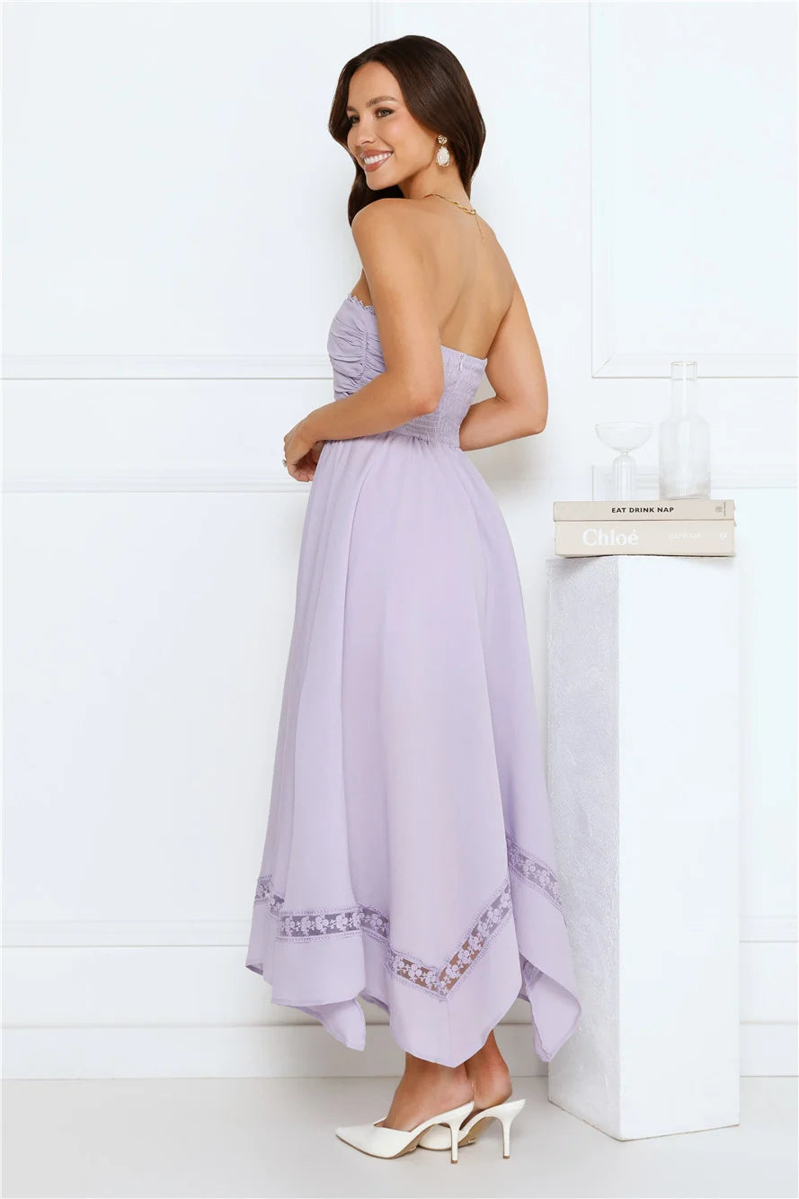 Visit The Moon Strapless Midi Dress Yellow