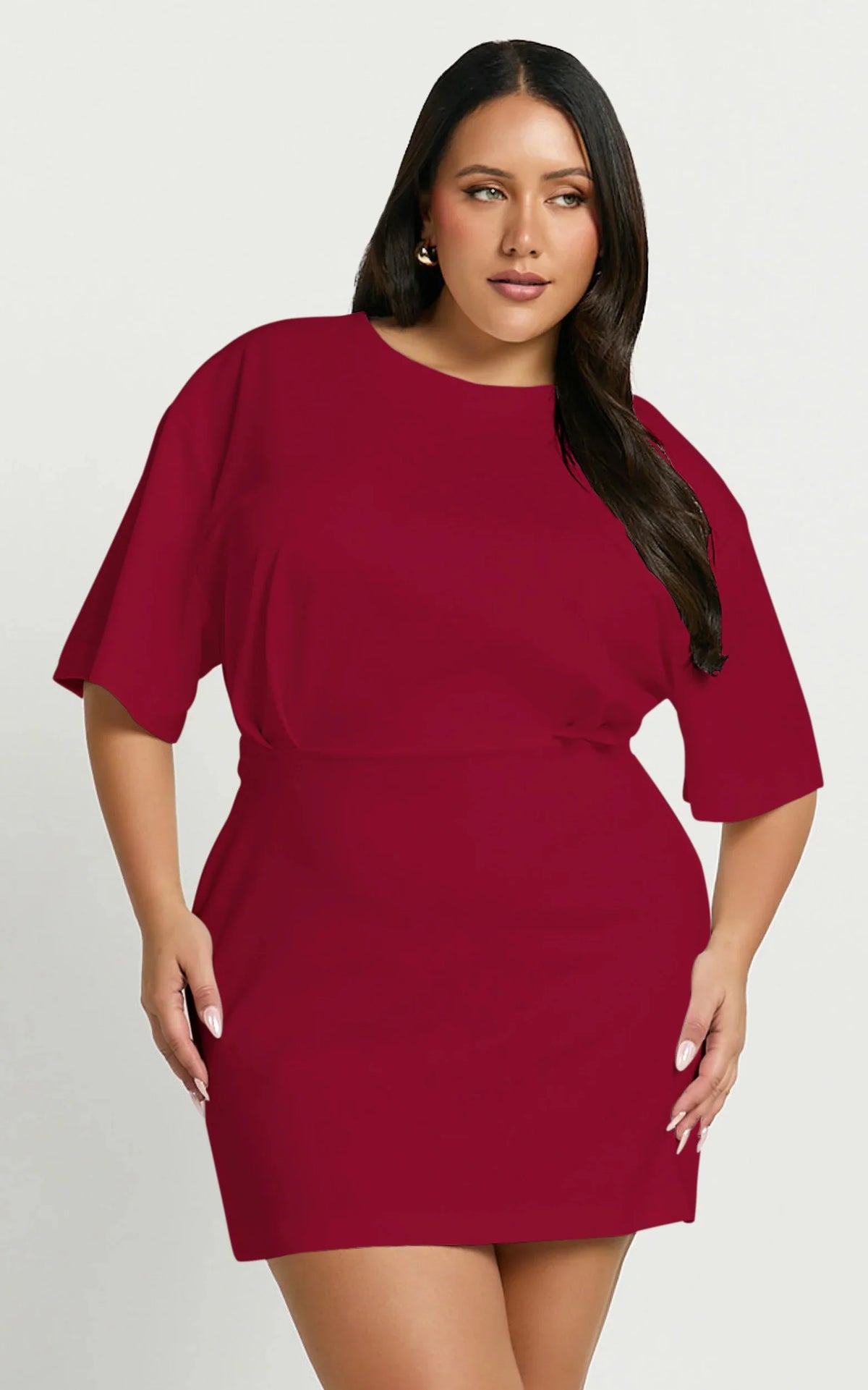 Karyna Mini Dress - Short Sleeve Boxy T-shirt Dress in Black