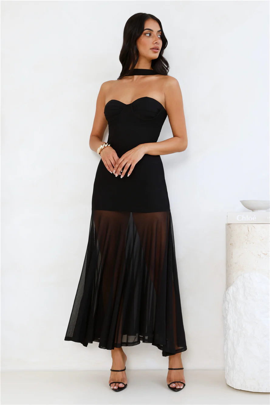 Serene Sway Strapless Maxi Dress Red