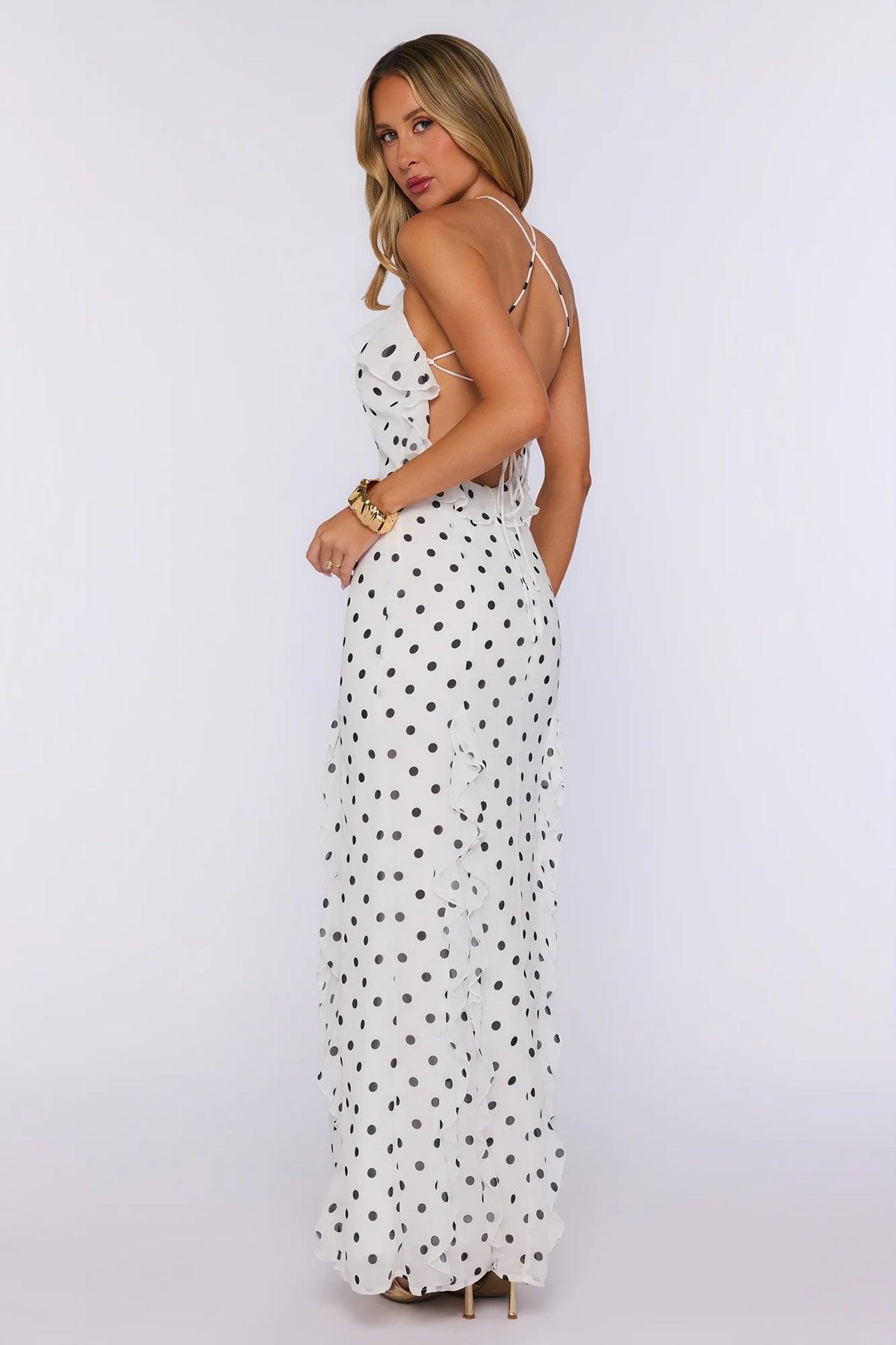 Soft Fame Polka Dot Maxi Dress White