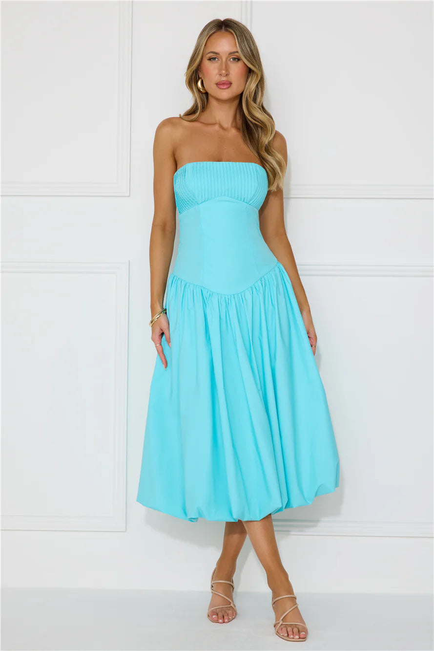 Adelaide Strapless Bubble Midi Dress White