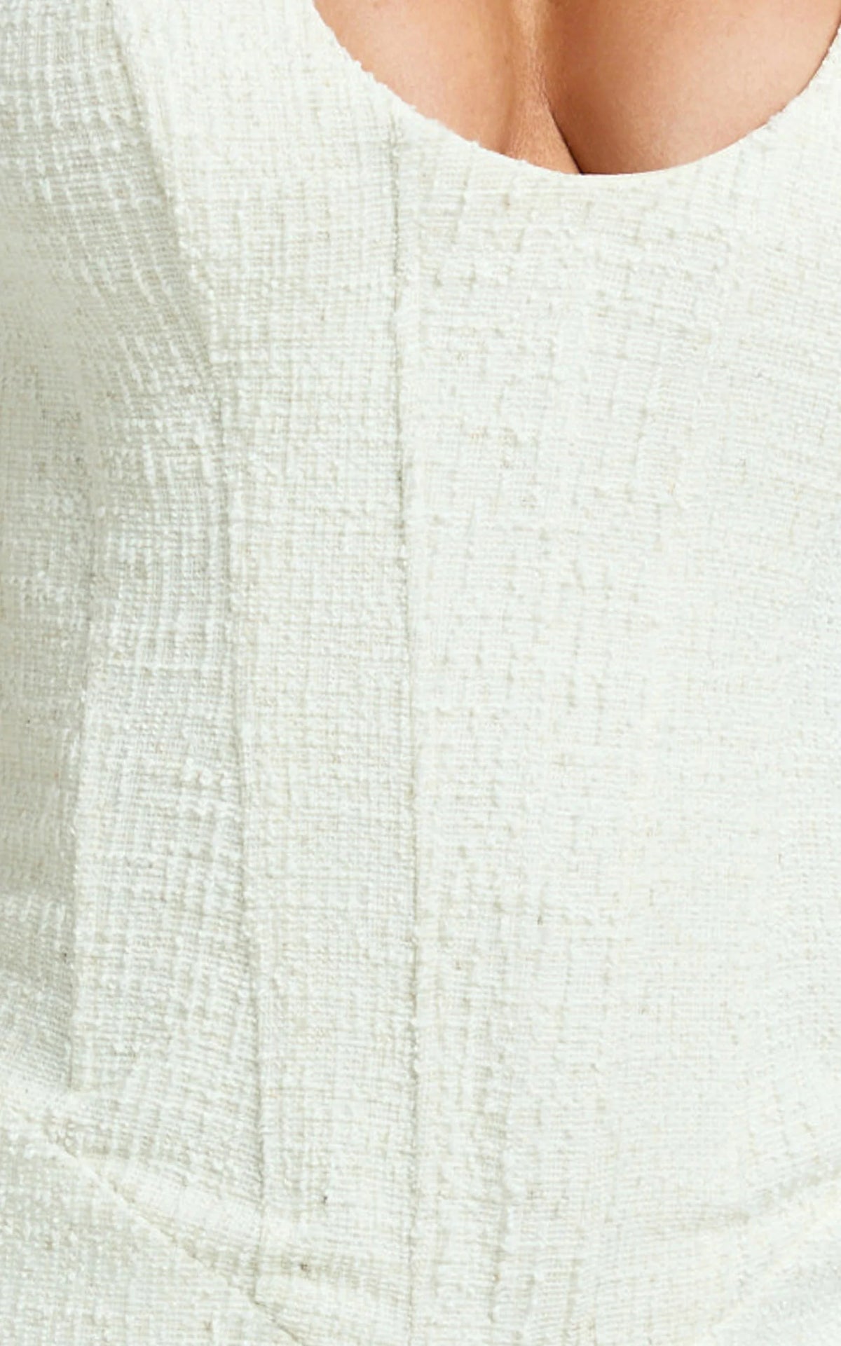 Landon Mini Dress - Scoop Neck Racer Back Tulip Dress in Off White