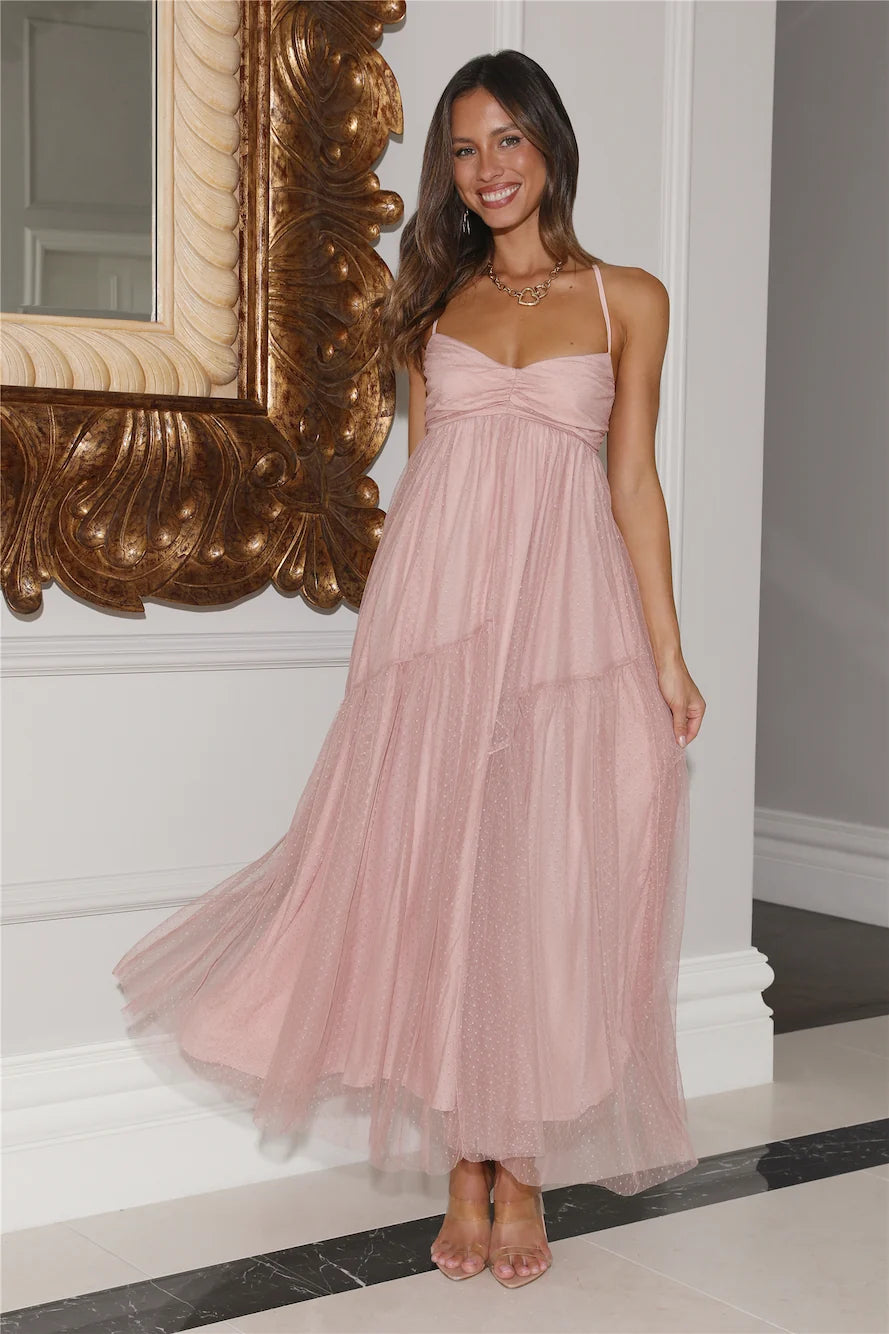 Feature Me Tulle Midi Dress Blue