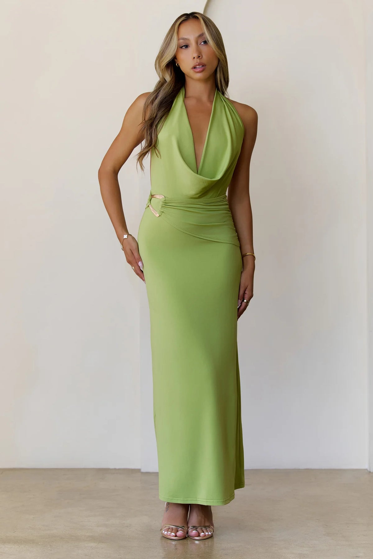 Silk Essence Halter Maxi Dress Black