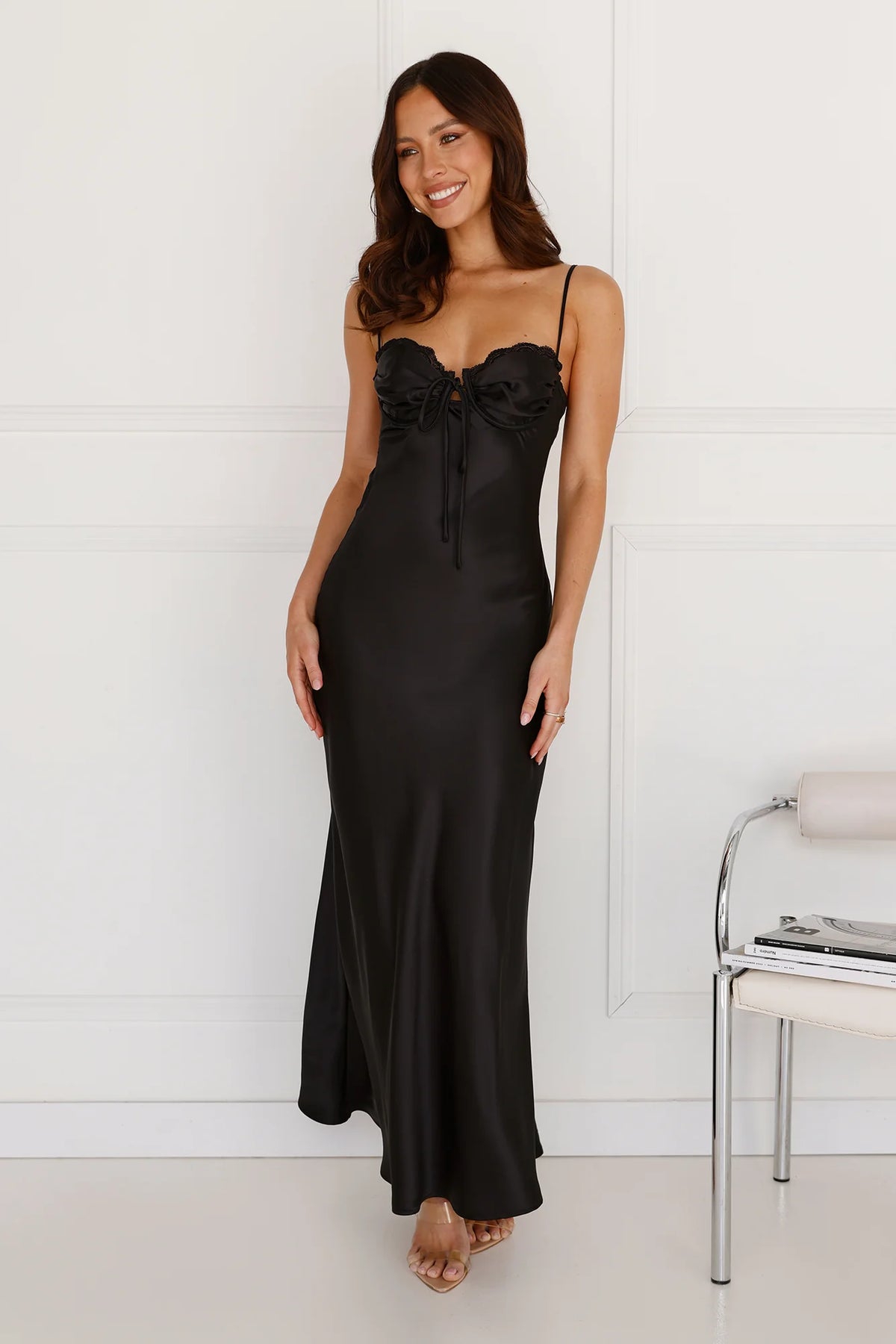 Winery Wedding Satin Maxi Dress Lilac