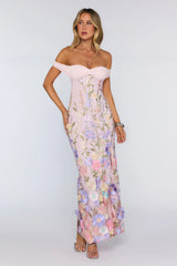 Floating In Style Off Shoulder Maxi Dress Floral