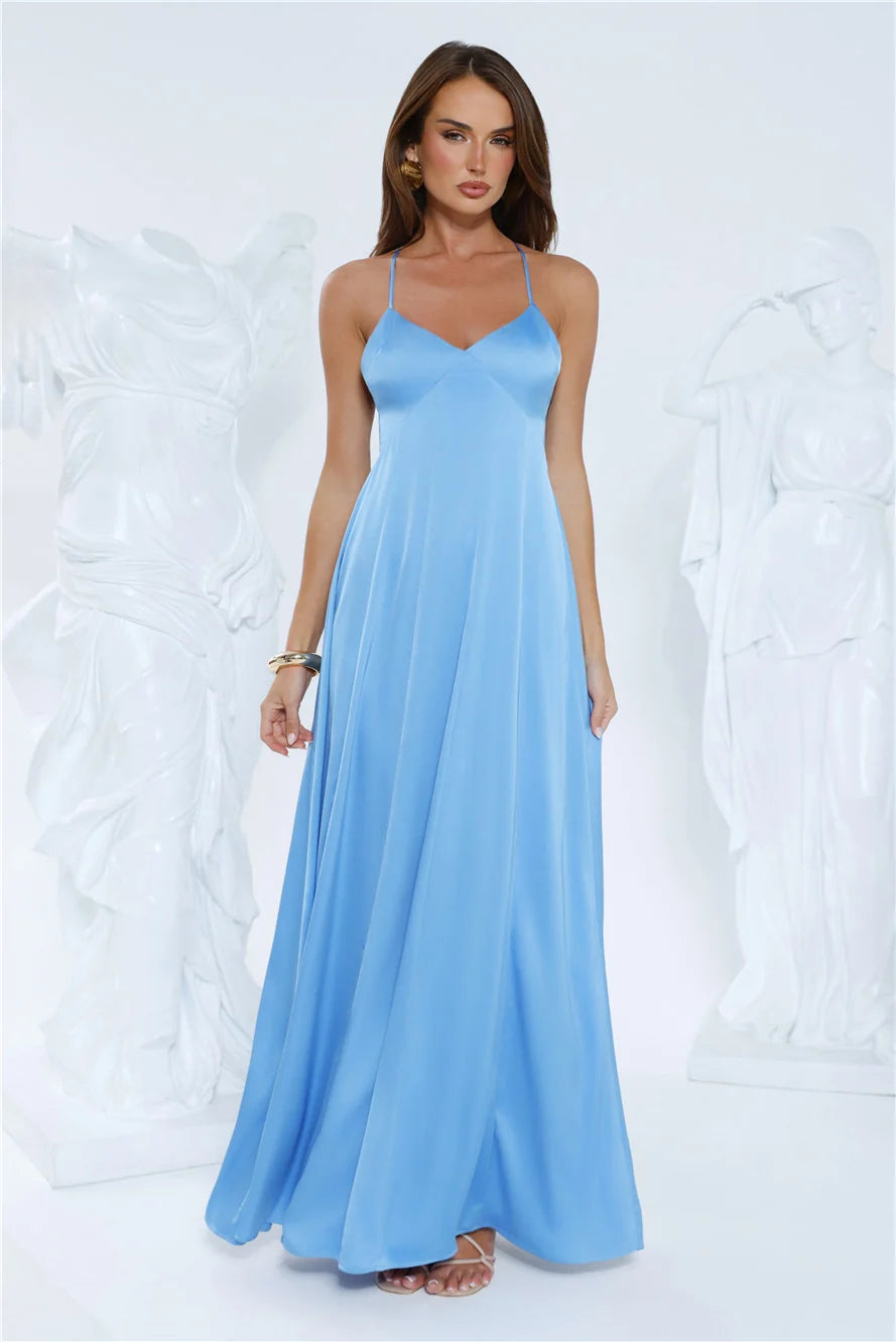Luxe Horizon Satin Maxi Dress Red
