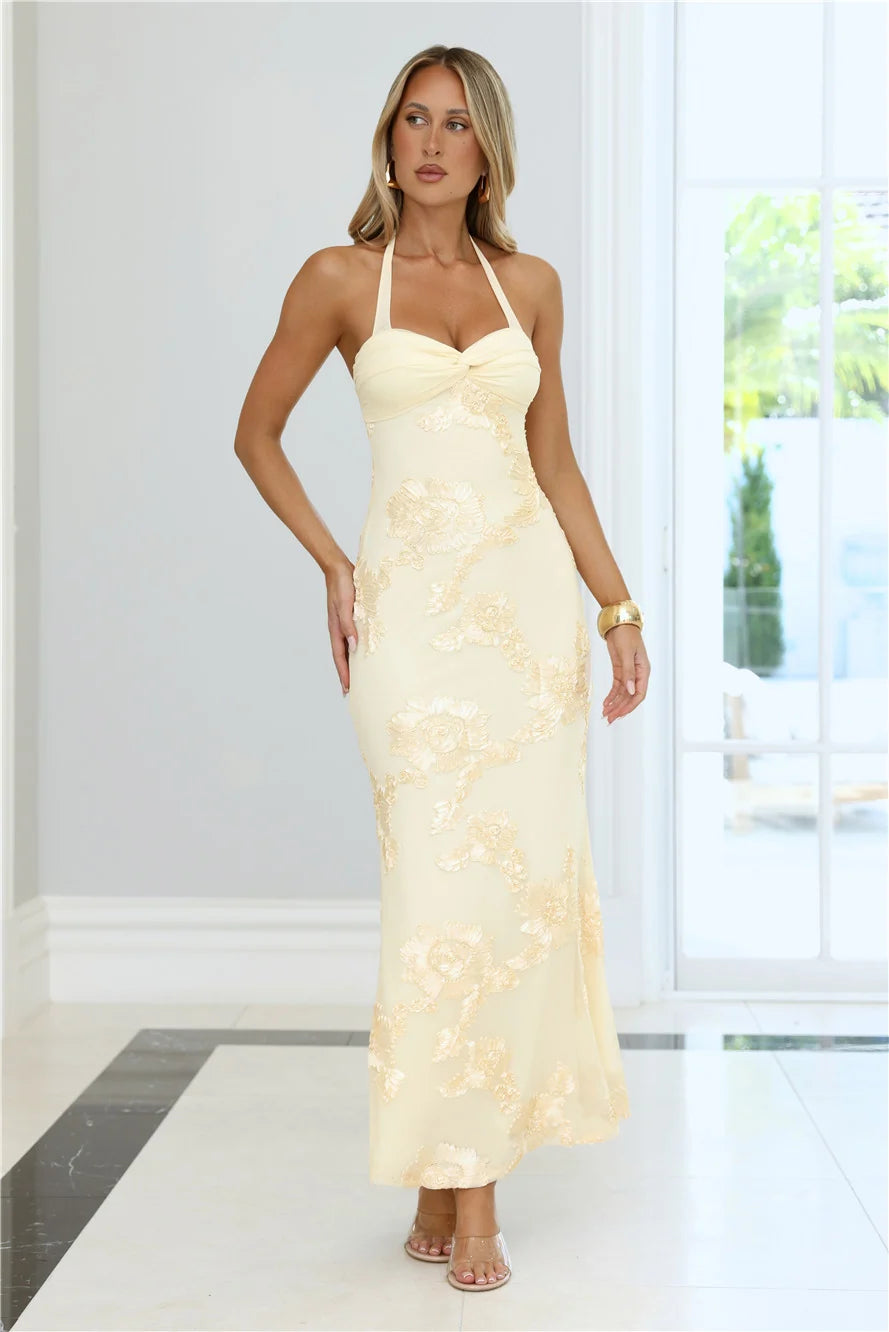 Love Muse Halter Maxi Dress Yellow