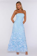 Simply Her Embroidered Strapless Maxi Dress Blue