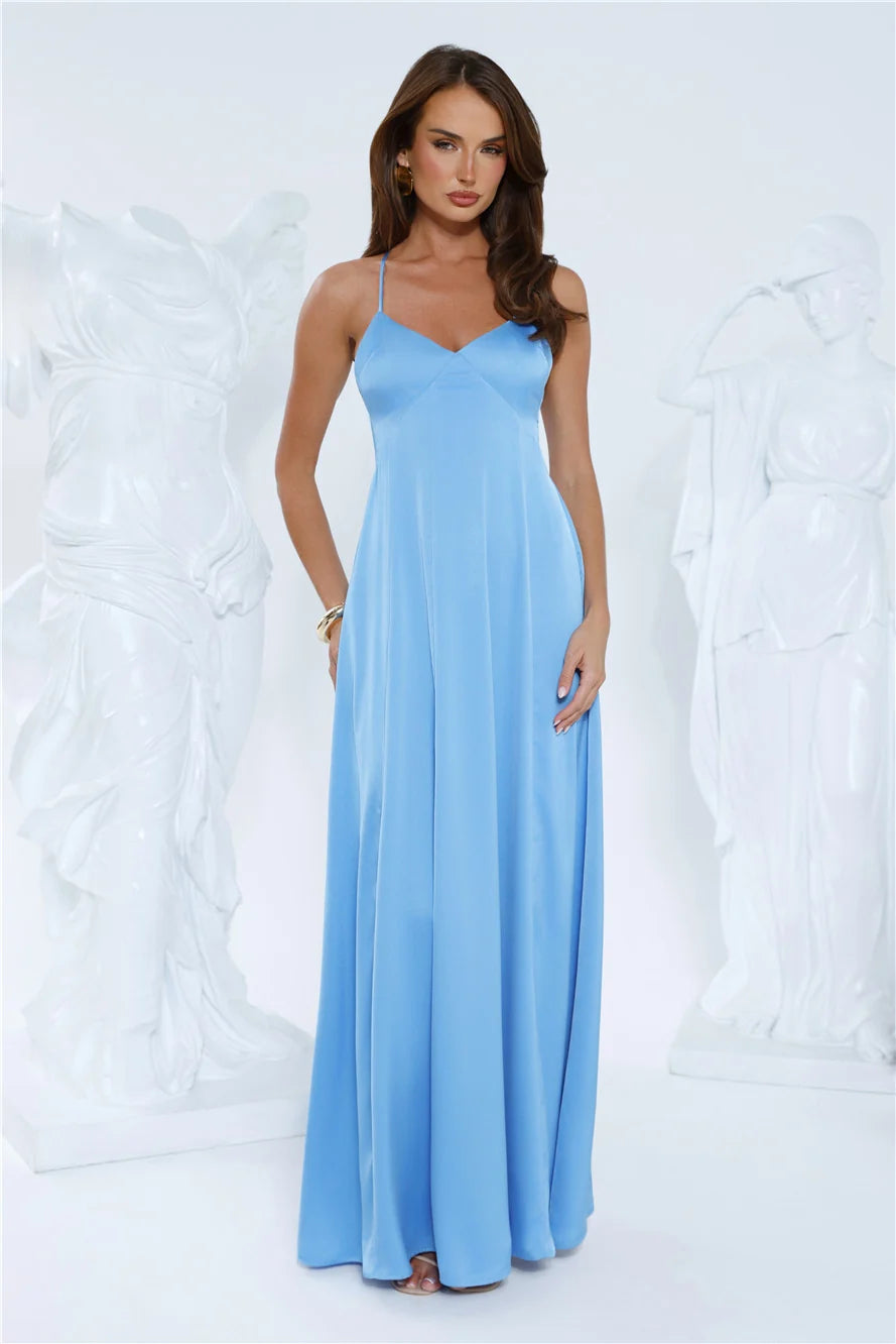 Luxe Horizon Satin Maxi Dress Red