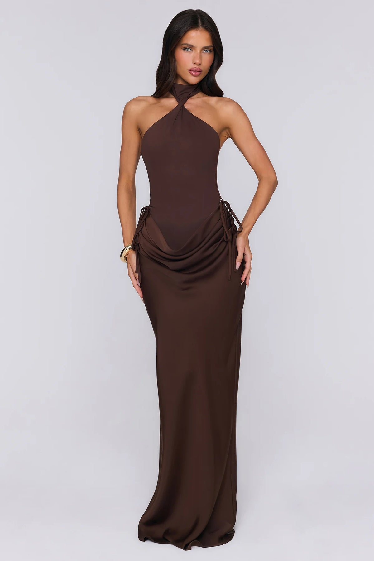 Evening Spark Satin Maxi Skirt Black