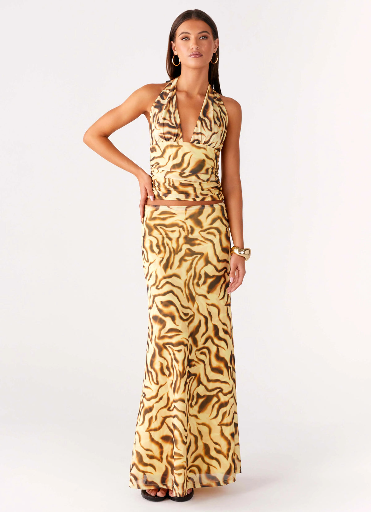 Not My Problem Hater Neck Top - Yellow Zebra