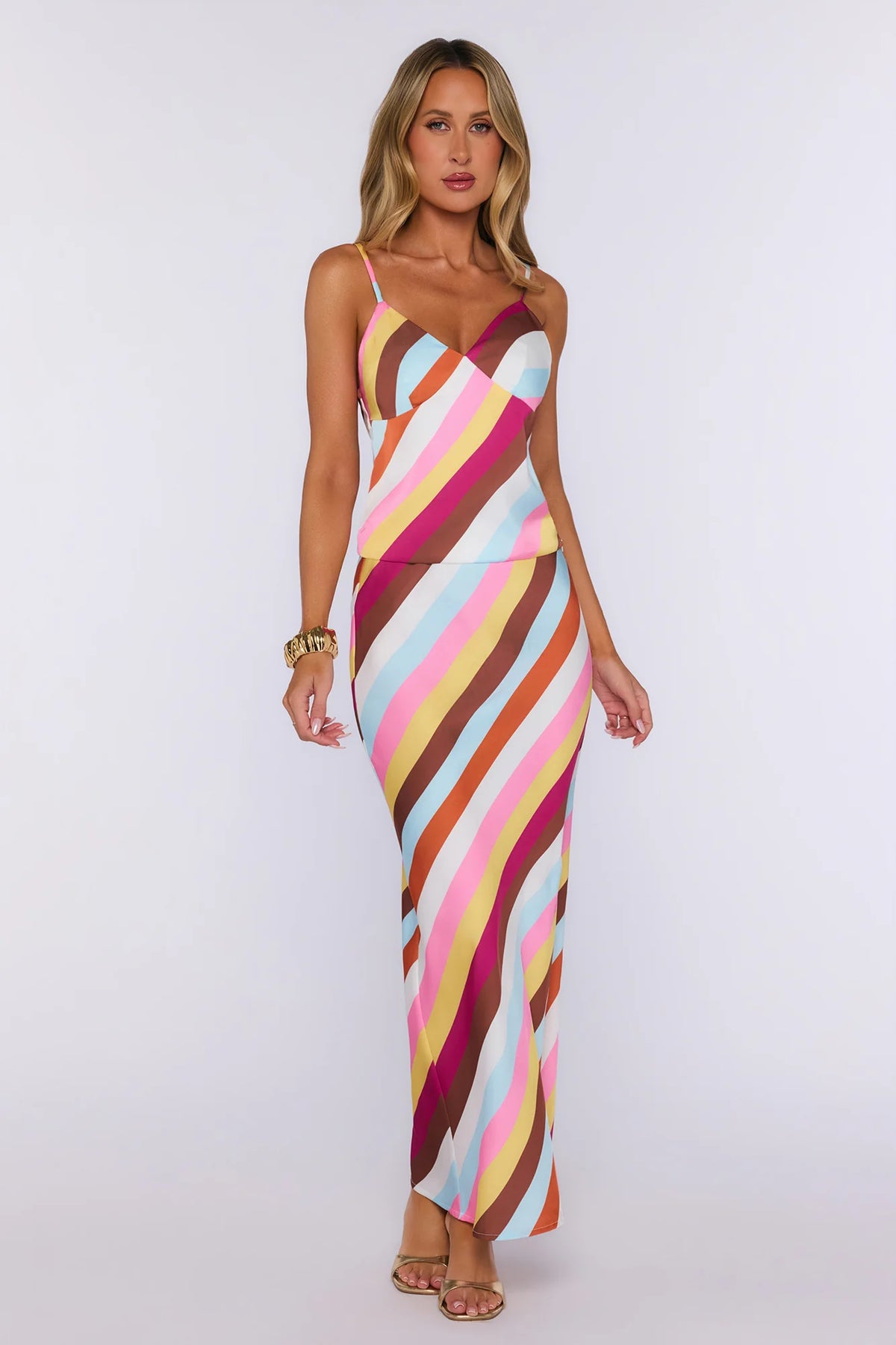 Closet Confidential Satin Maxi Skirt Multi