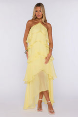 Dreamlight Affair Halter Maxi Dress Yellow