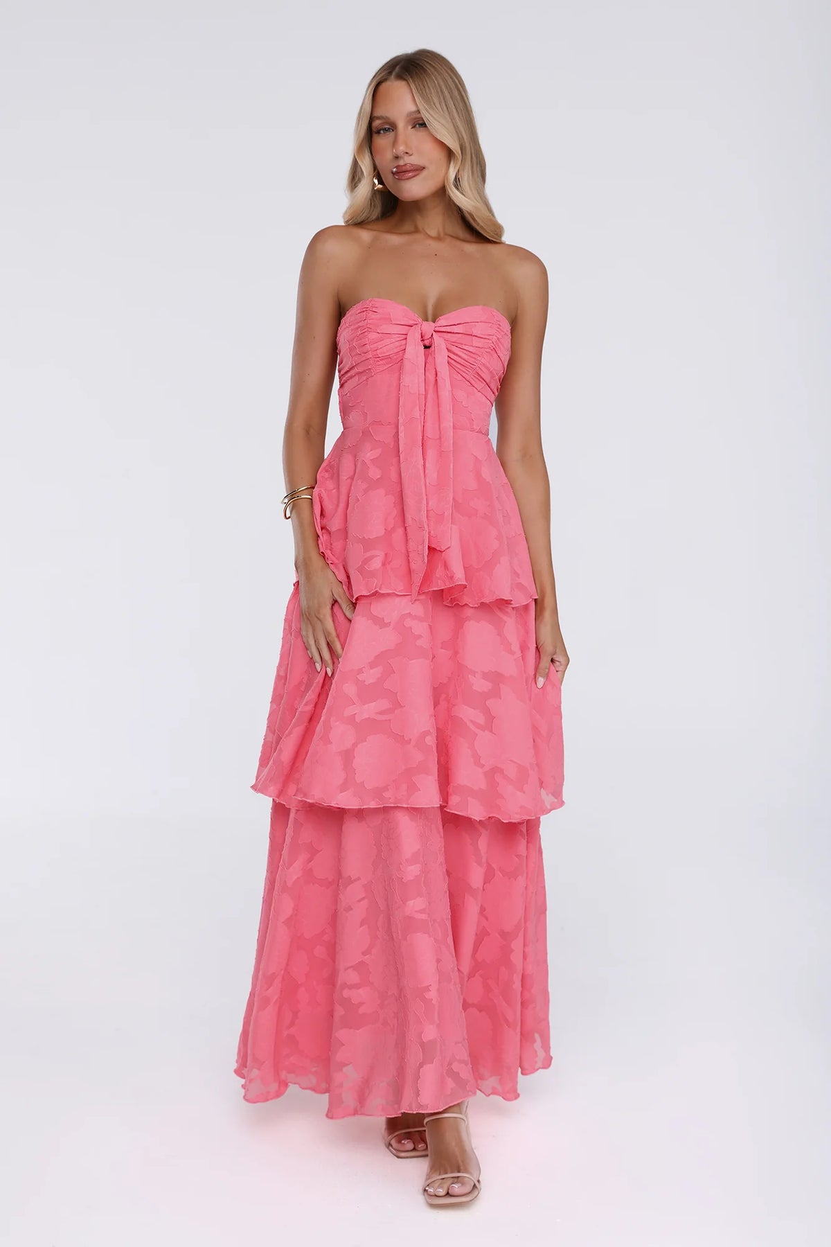 Frost Flare Strapless Maxi Dress Blue