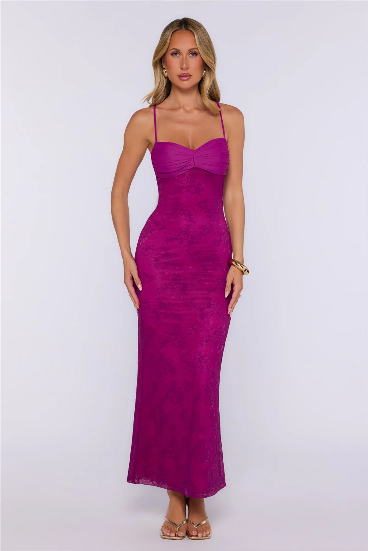 Love Bitten Lace Maxi Dress Pink