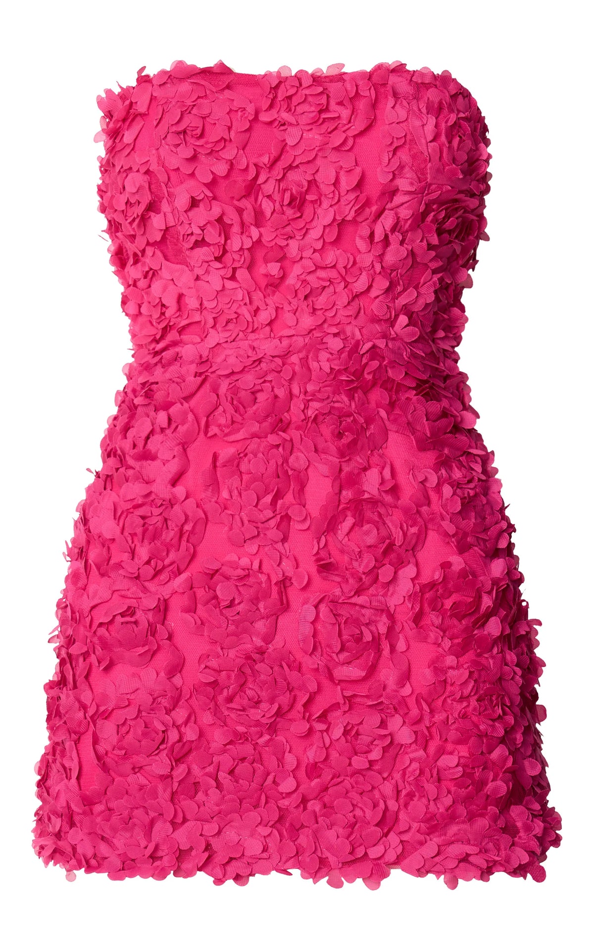 Cassia Mini Dress - Strapless 3D Floral Lace Up Back Dress in Black