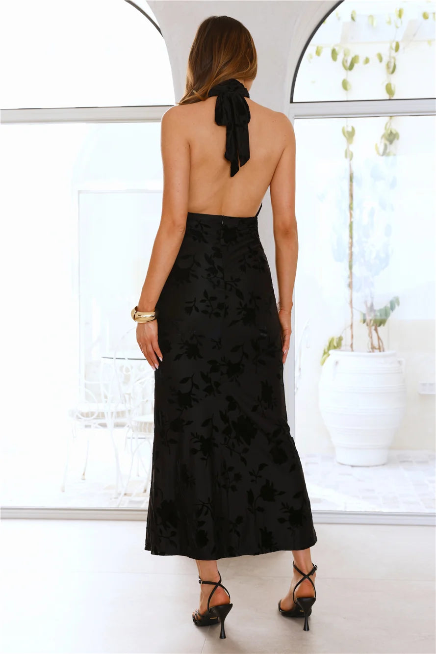 Shallow Love Halter Maxi Dress Blue