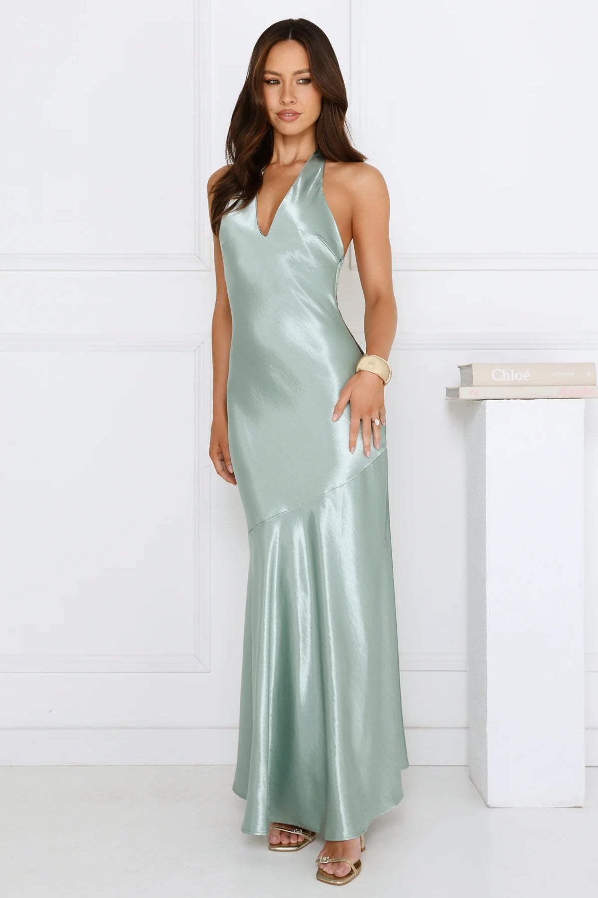 Softly Yours Satin Halter Maxi Dress Pink