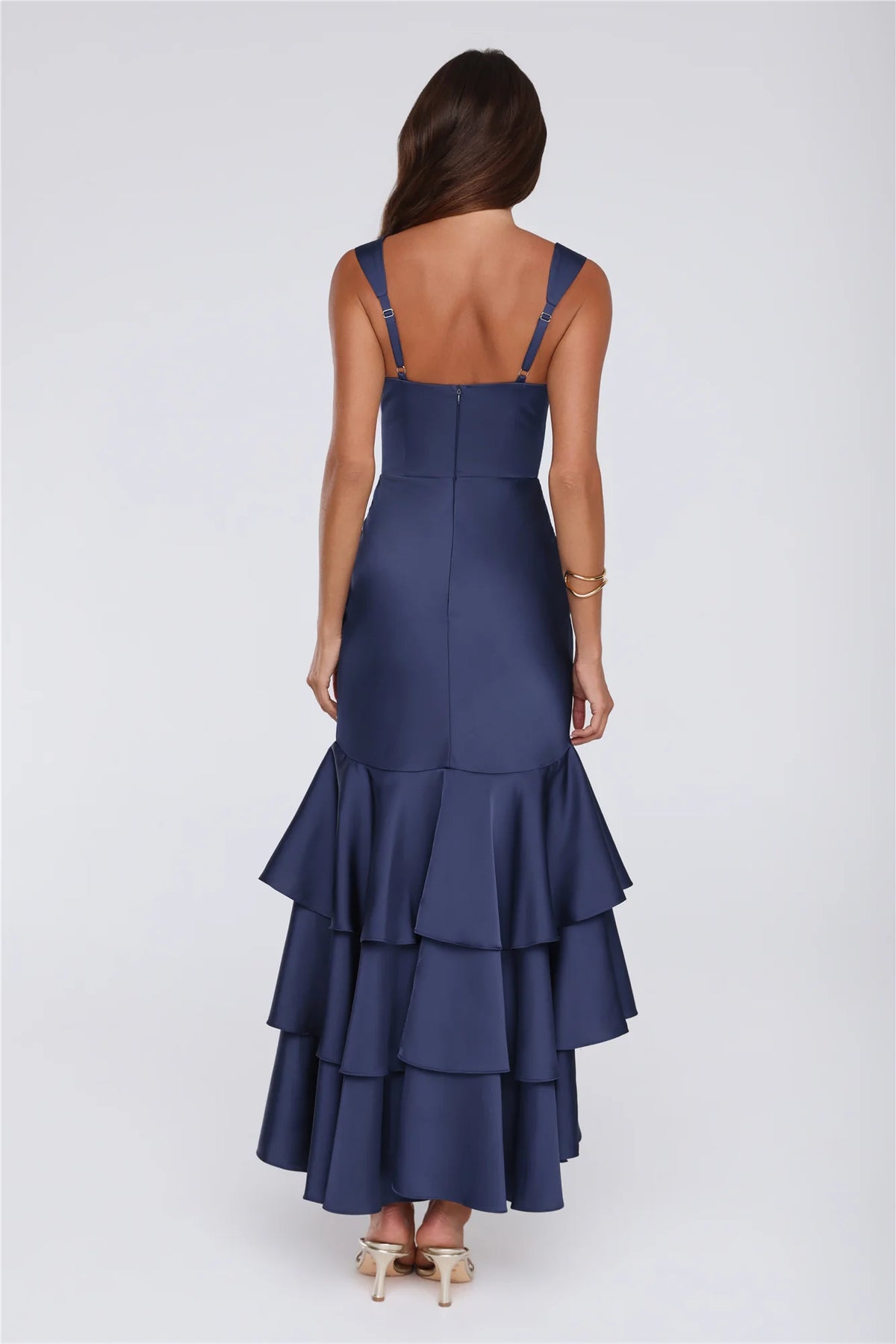 Formal Whimsy Satin Maxi Dress Brown