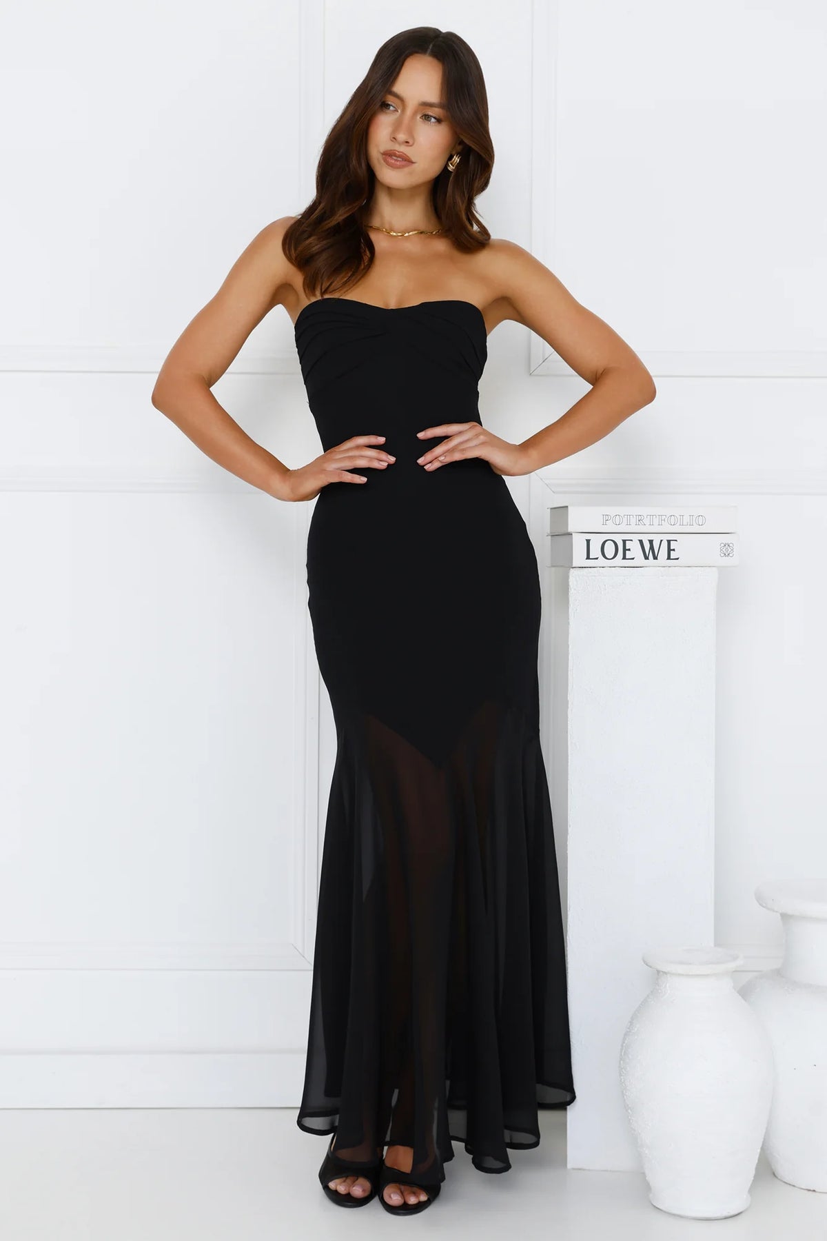 Luxe Leisure Strapless Maxi Dress Red
