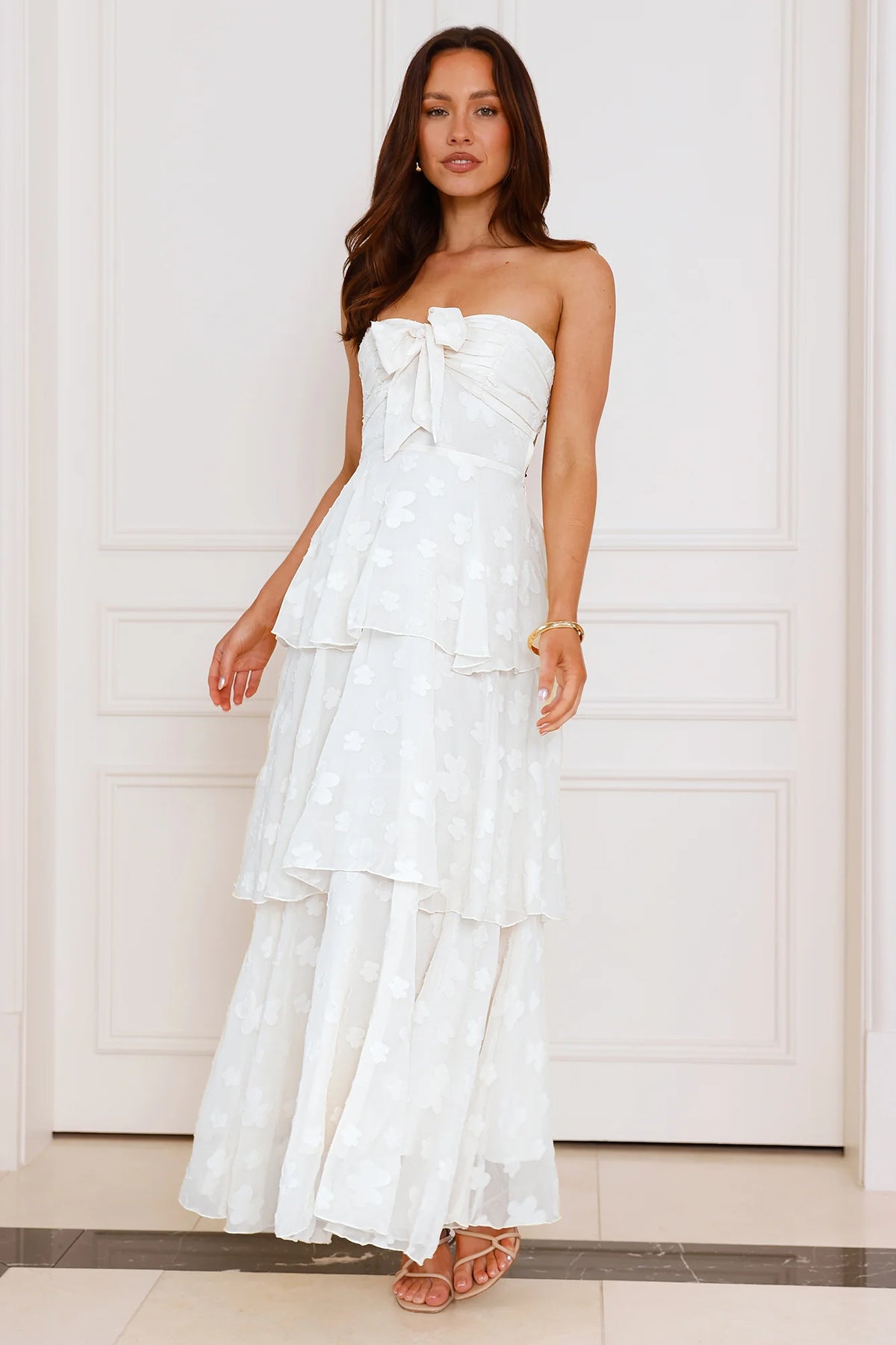 Frost Flare Strapless Maxi Dress Blue