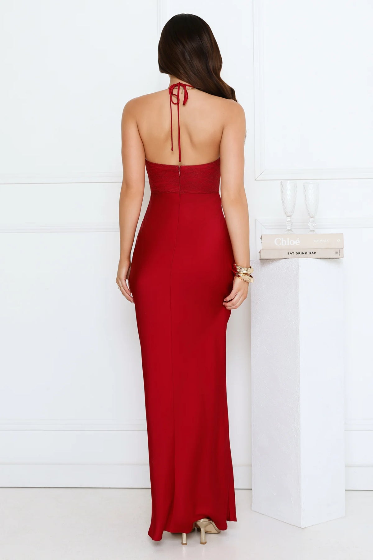 Romanced By You Satin Maxi Dress Wine
