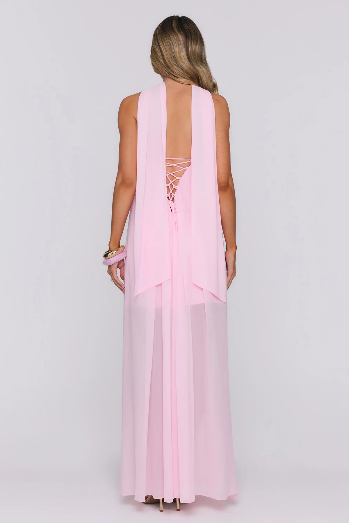Silken Glow Strapless Maxi Dress Pink