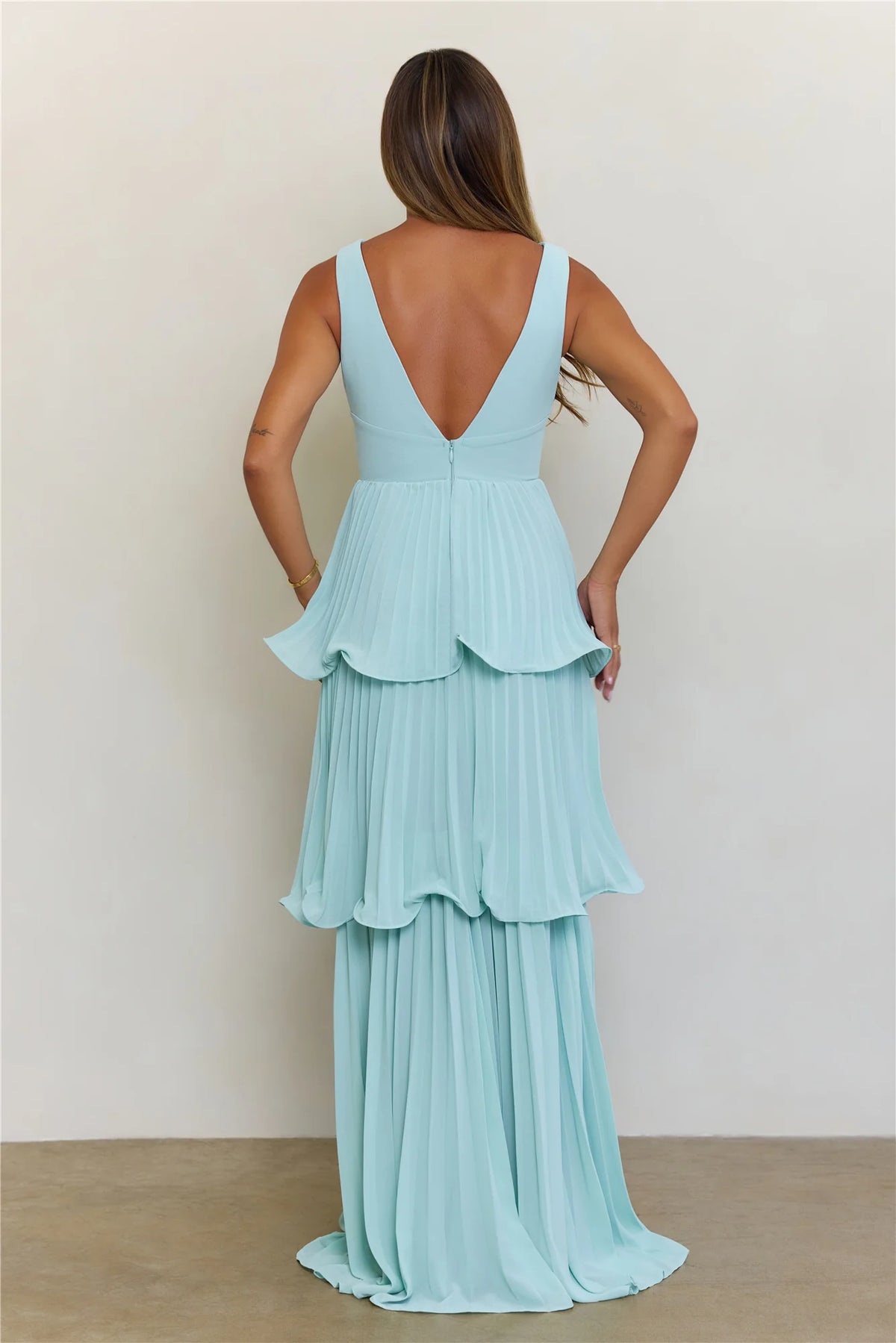 Sweet Romance Pleated Maxi Dress Sage