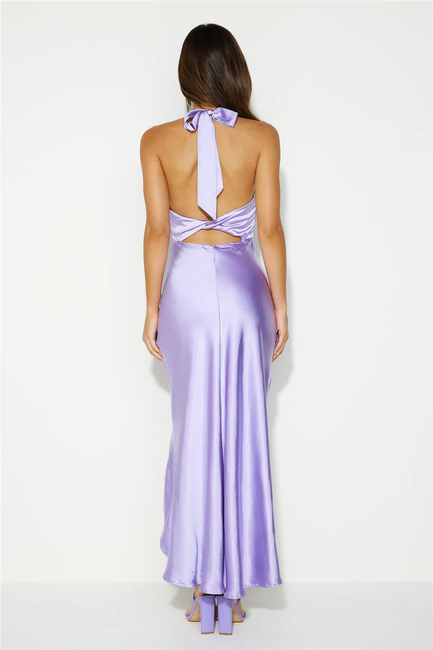 Light Minds Satin Midi Dress Light Blue