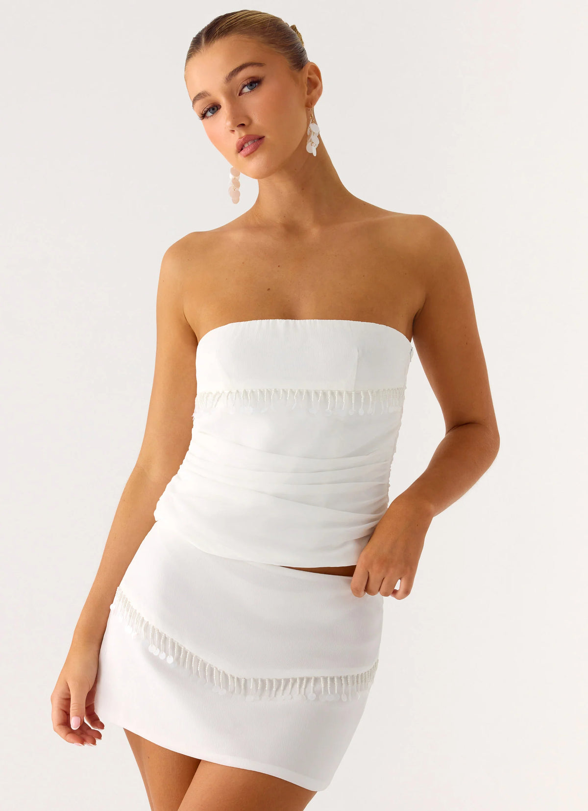 Perfect Celebrity Beaded Top - White