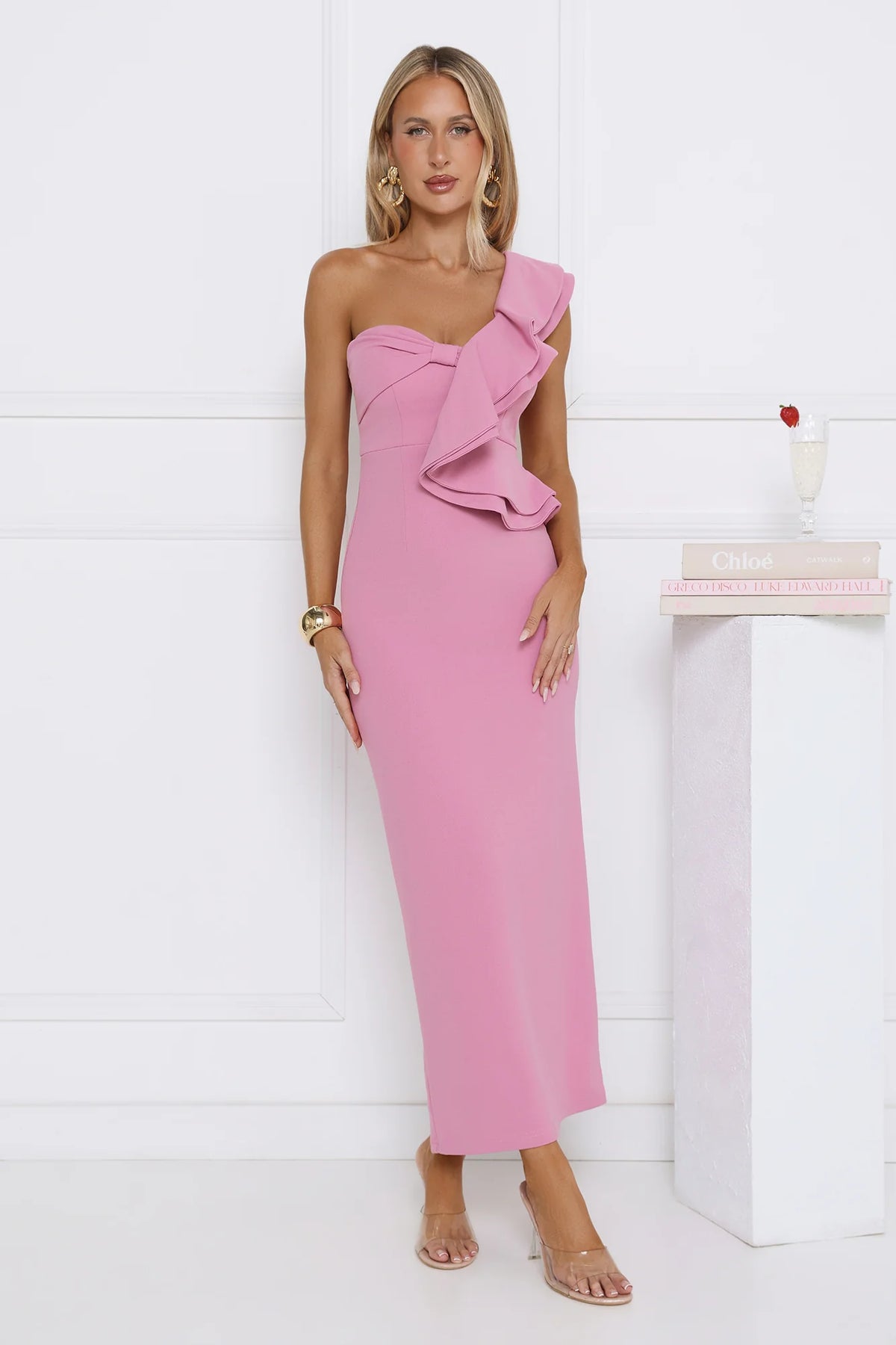 City Girl Energy One Shoulder Maxi Dress Yellow