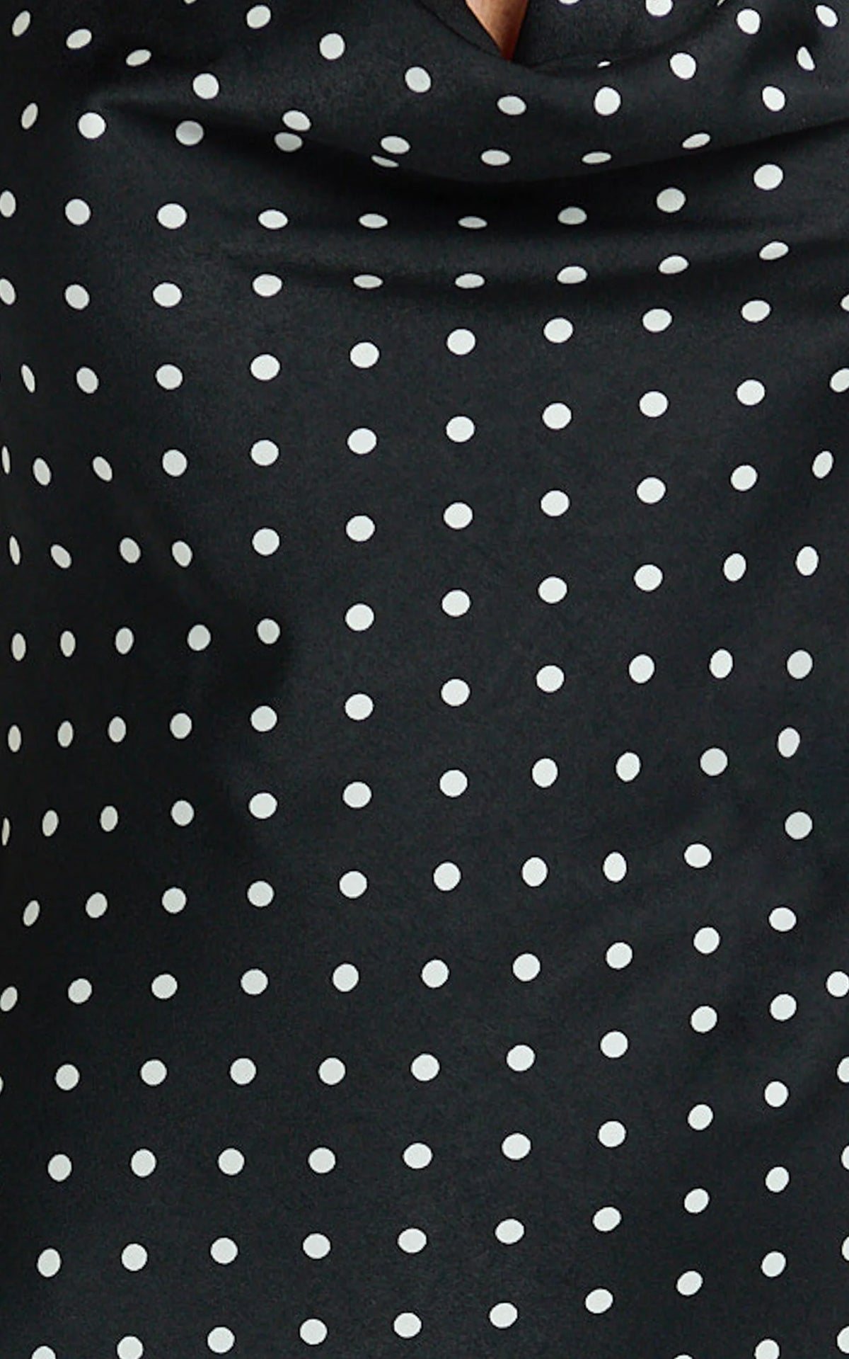 Blanca Mini Dress - Cowl Neck Bias Cut Dress in Black Polka Dot