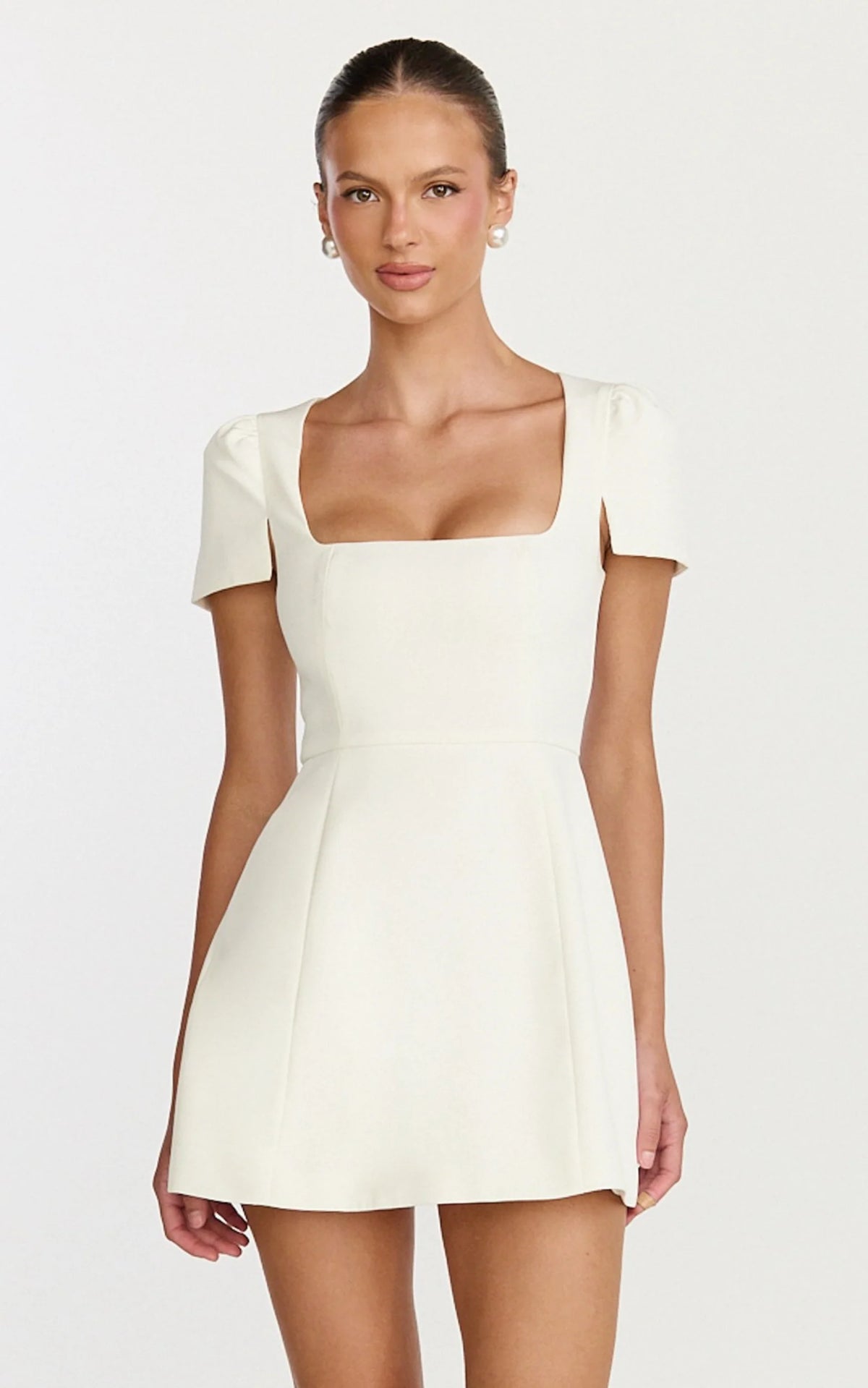 Zinnia Mini Dress - Square Neck Tulip Dress in Pink
